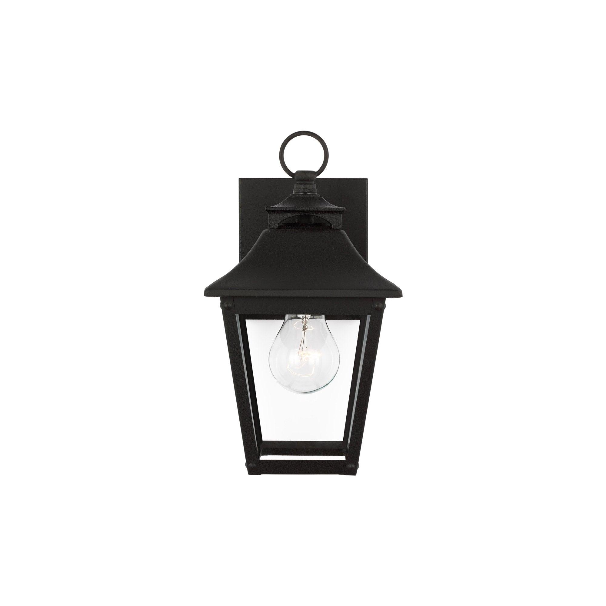 Galena Extra Large Black Outdoor Wall Lantern with Clear Seeded Glass