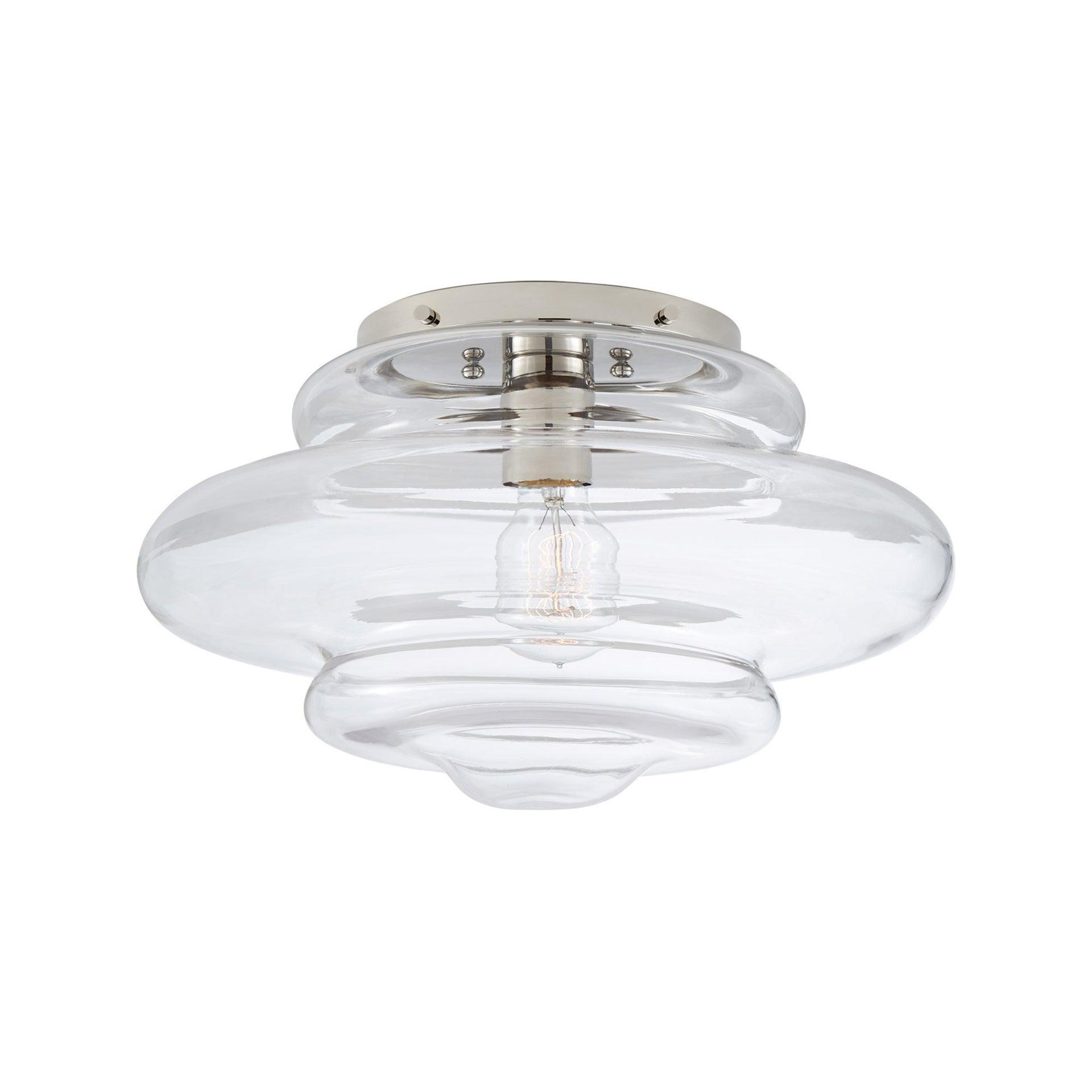 Sleek Tableau Polished Nickel 8.75'' Flush Mount Ceiling Light with Clear Glass