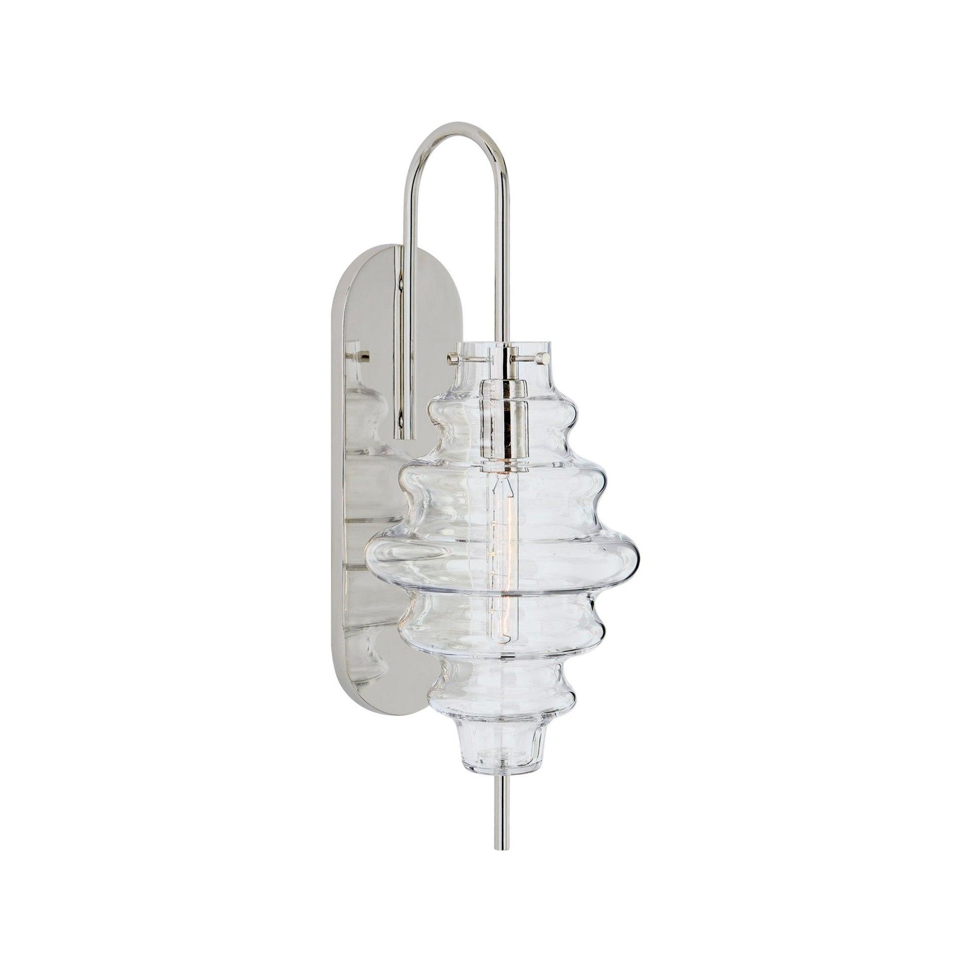 Elegant Polished Nickel 17.5" Direct Wired Wall Sconce with Clear Glass Shade