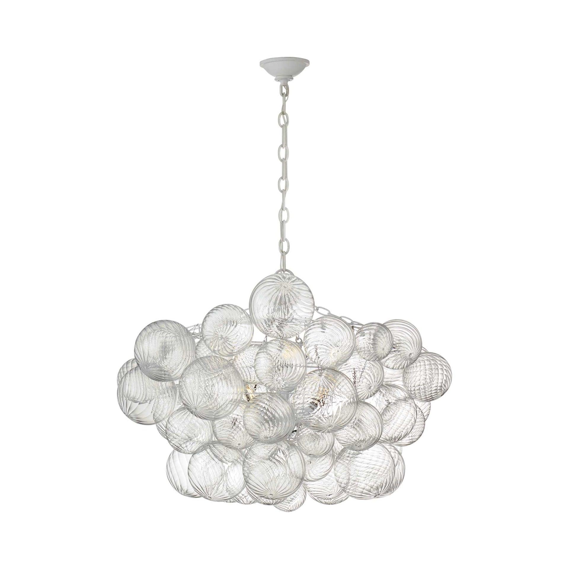 Talia Plaster White and Clear Glass 8-Light Chandelier