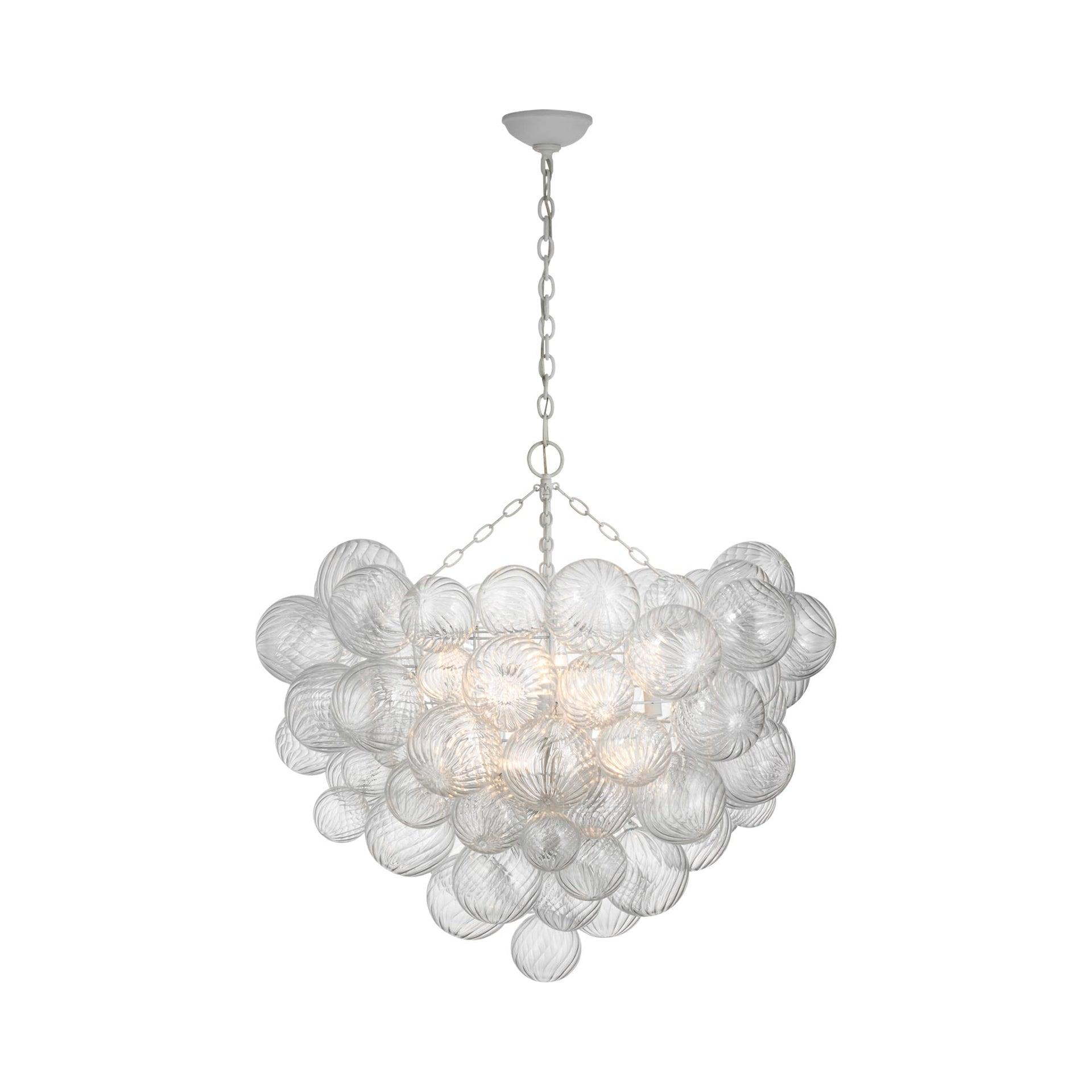 Talia Plaster White 12-Light Glass and Steel Chandelier