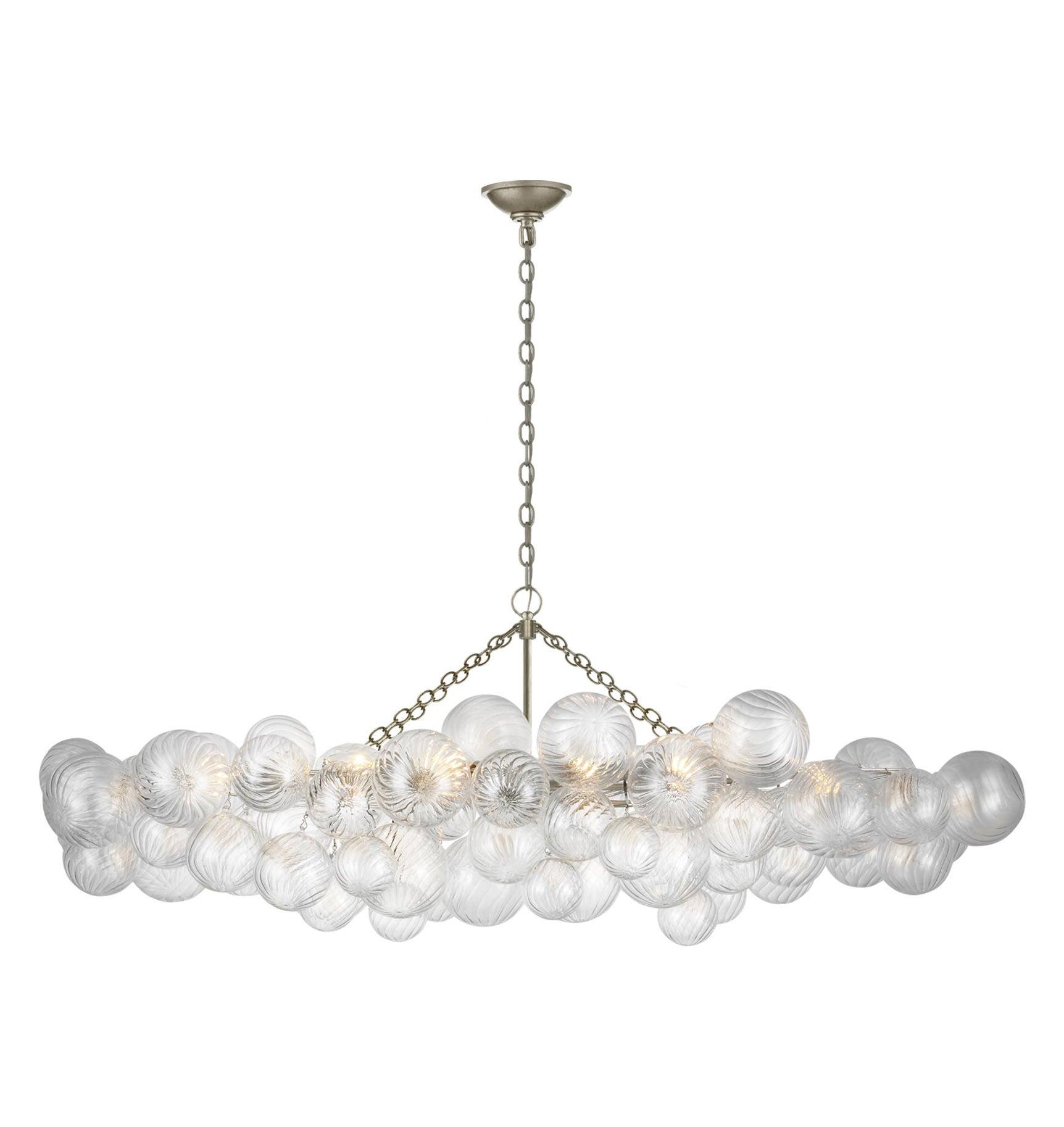 Talia 63" Burnished Silver Leaf Glass Linear Chandelier