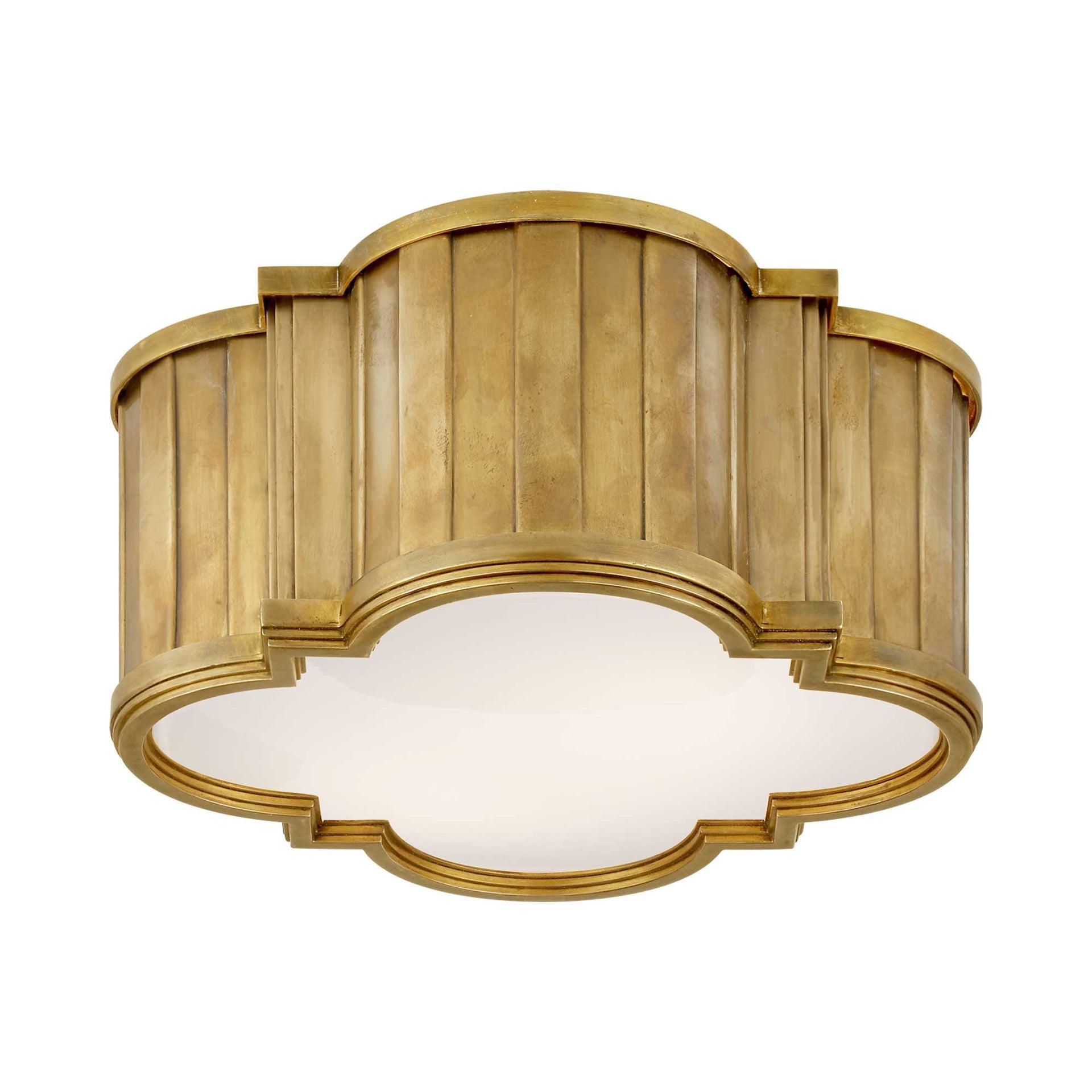 Tilden 5'' Hand-Rubbed Antique Brass Flush Mount with White Glass
