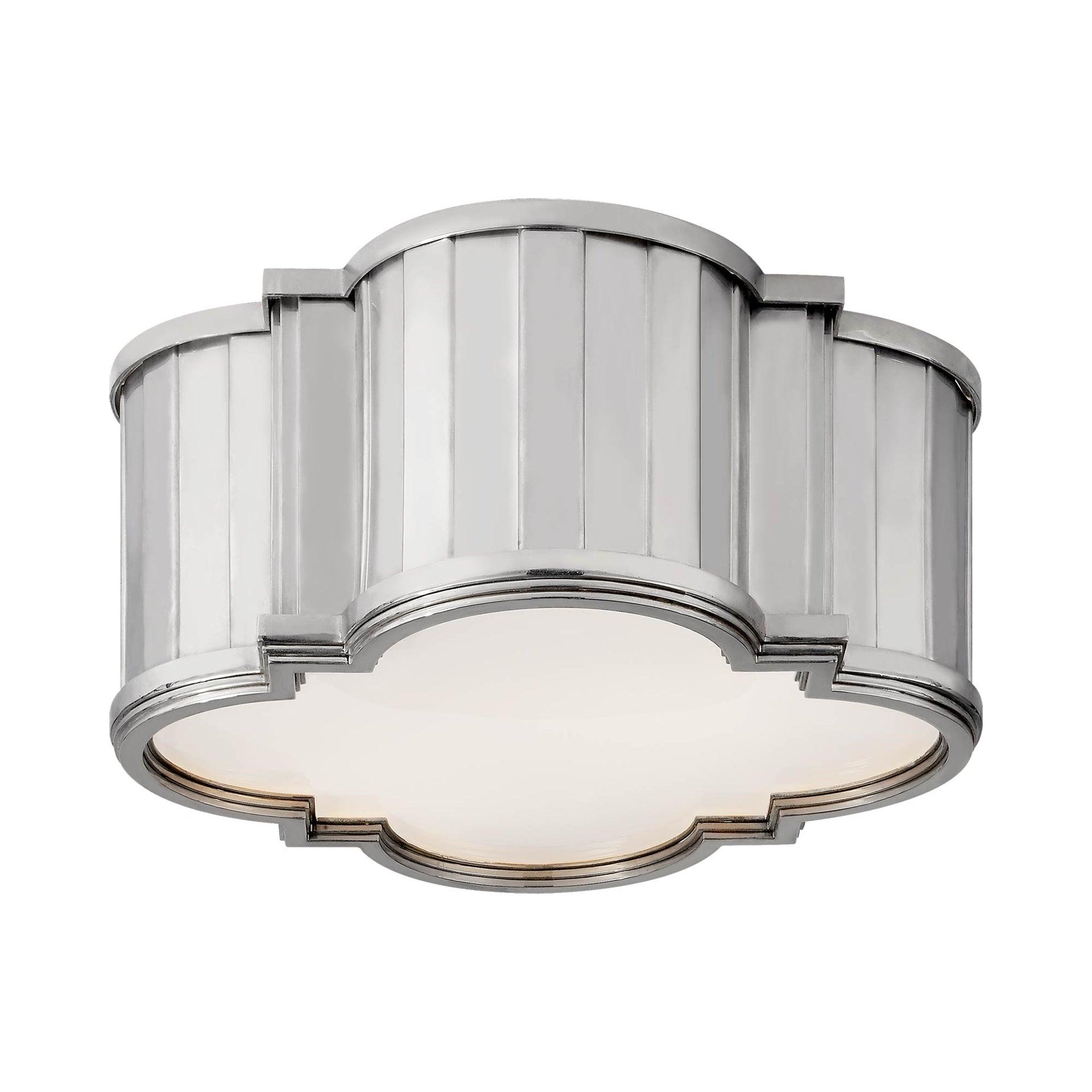 Elegant Tilden Polished Nickel & White Glass Ceiling Mount