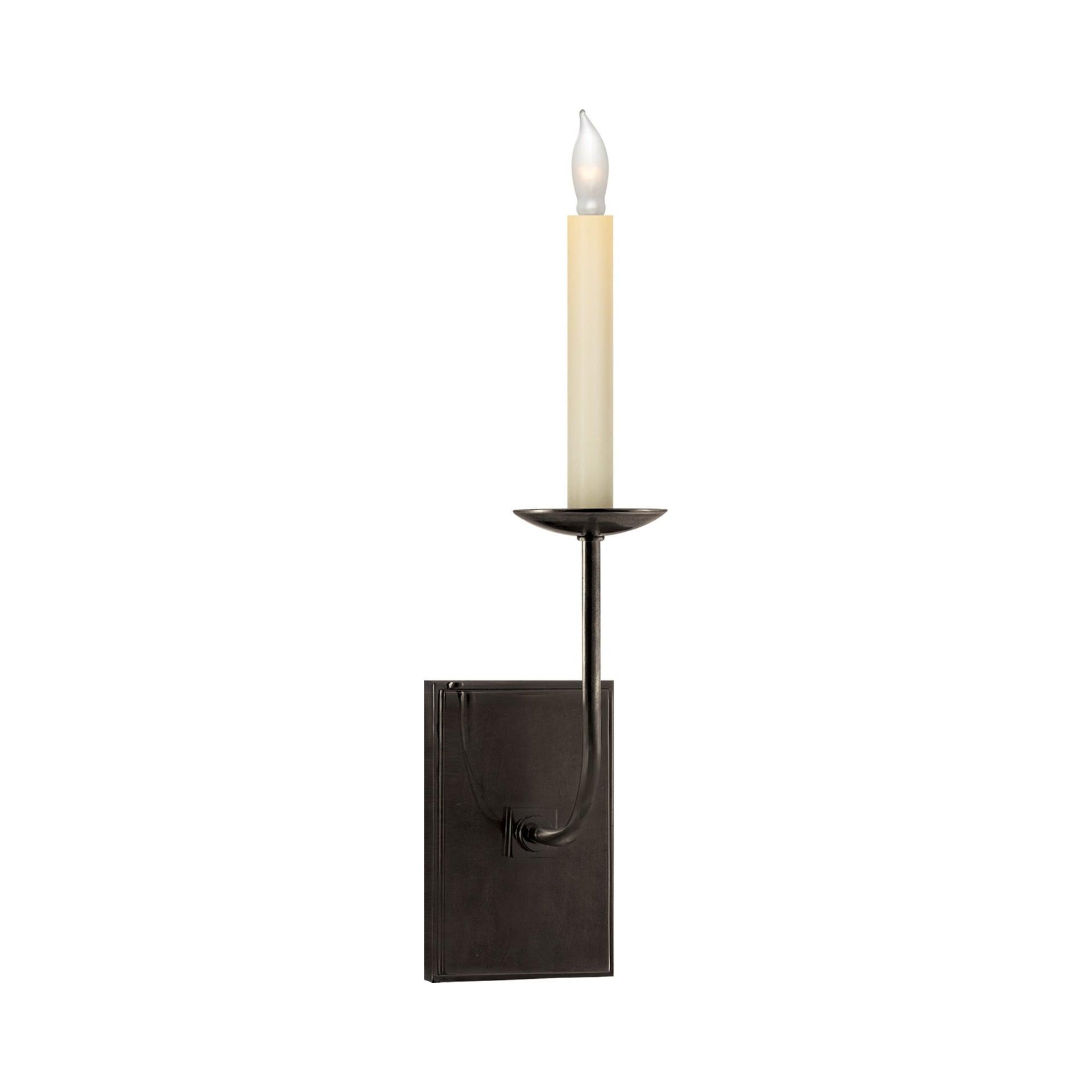 Elegant Bronze and Black 18" Candlestick Wall Sconce