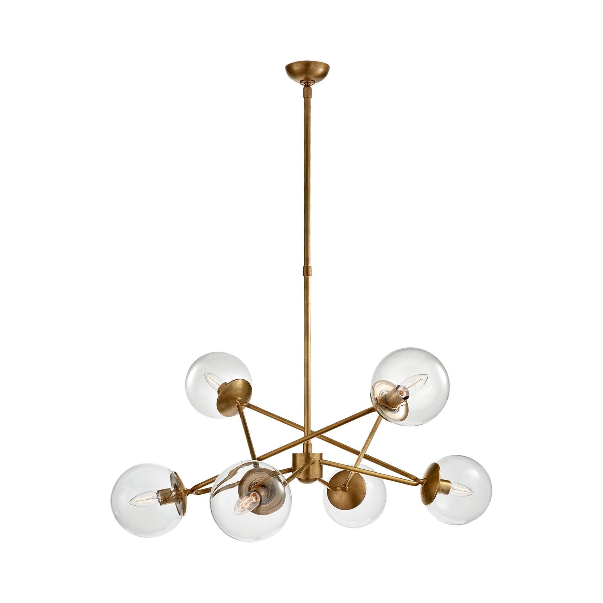 Hand-Rubbed Antique Brass 6-Light Chandelier with Glass Shades