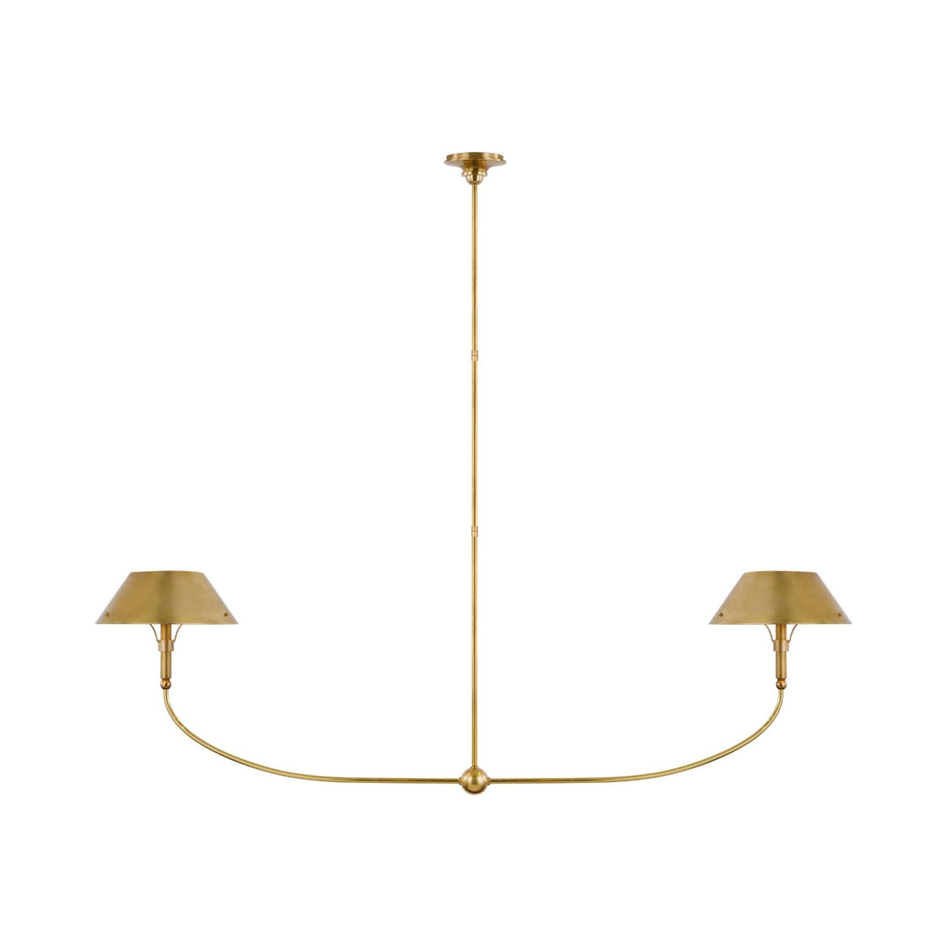 Hand-Rubbed Antique Brass Dual Light Linear Chandelier