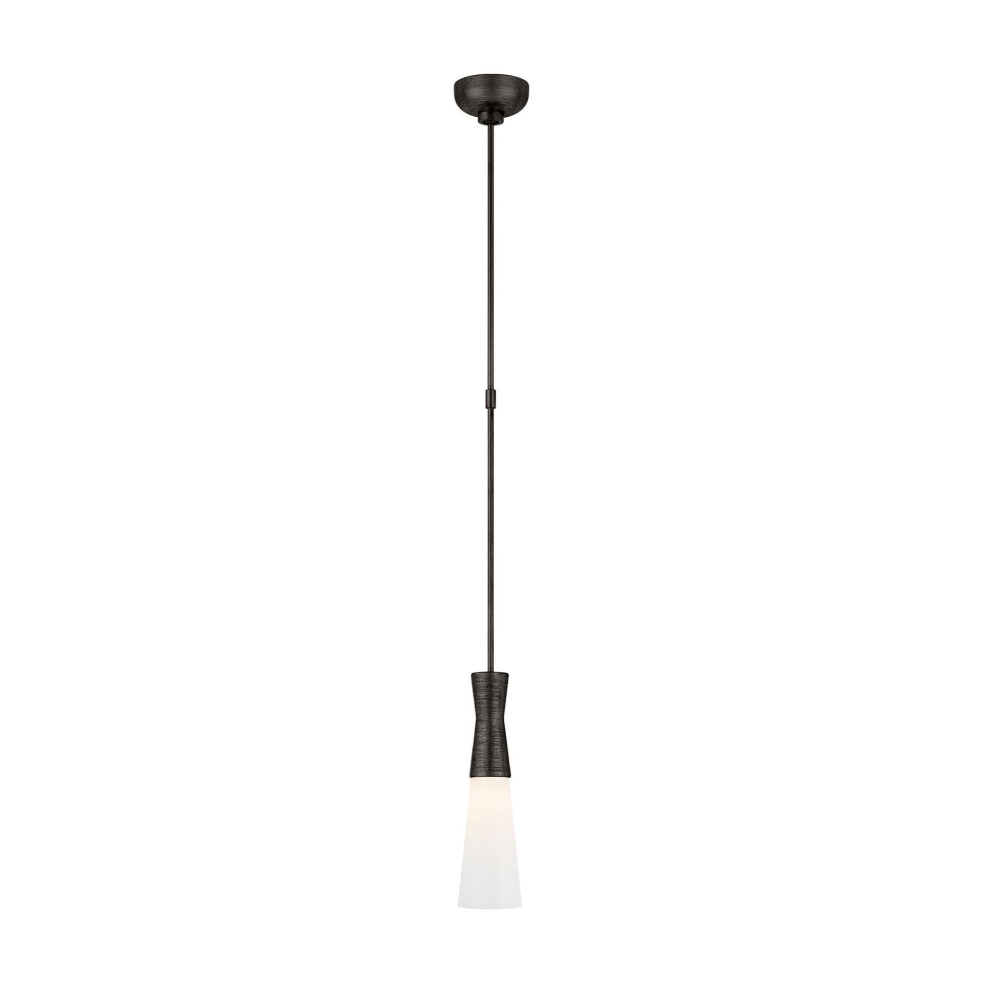 Utopia Aged Iron Hourglass Small Pendant with Glass Shade