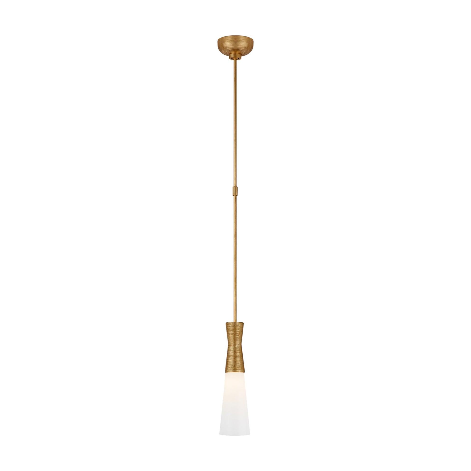 Utopia Hourglass Small Pendant in Gild with Glass Shade