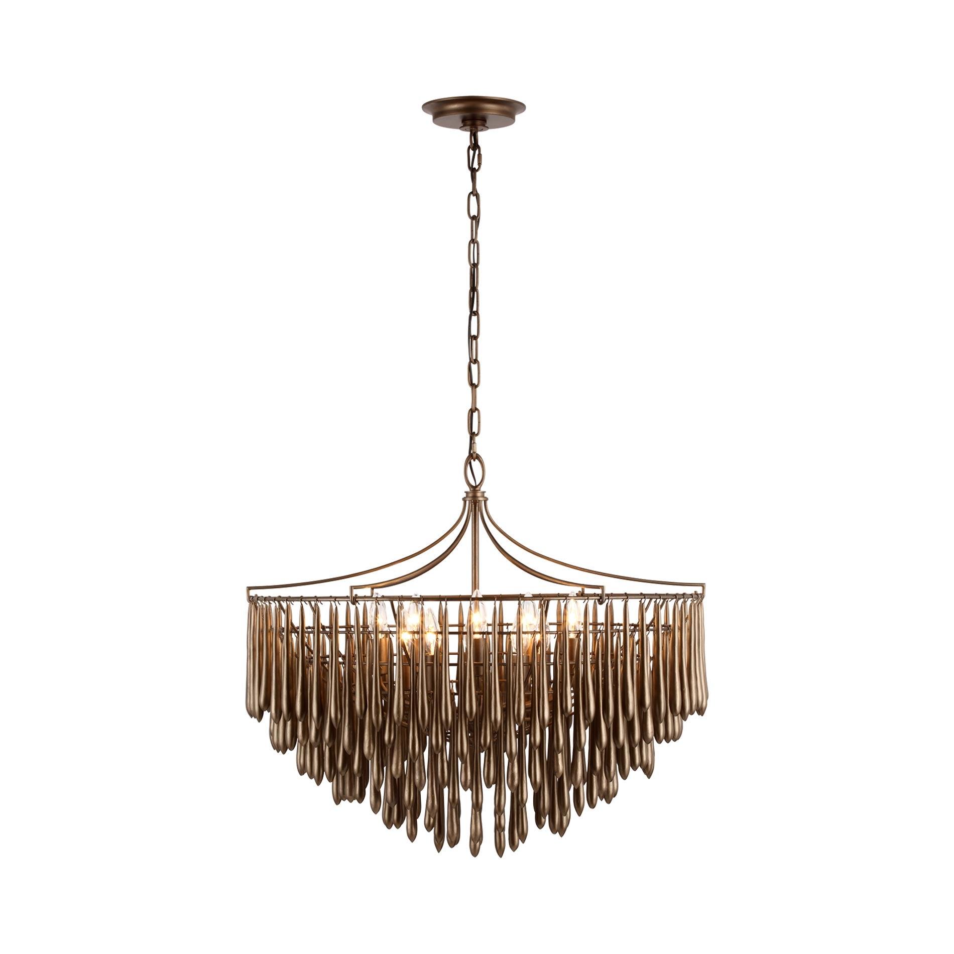 Antique Bronze Leaf Crystal Candle Chandelier