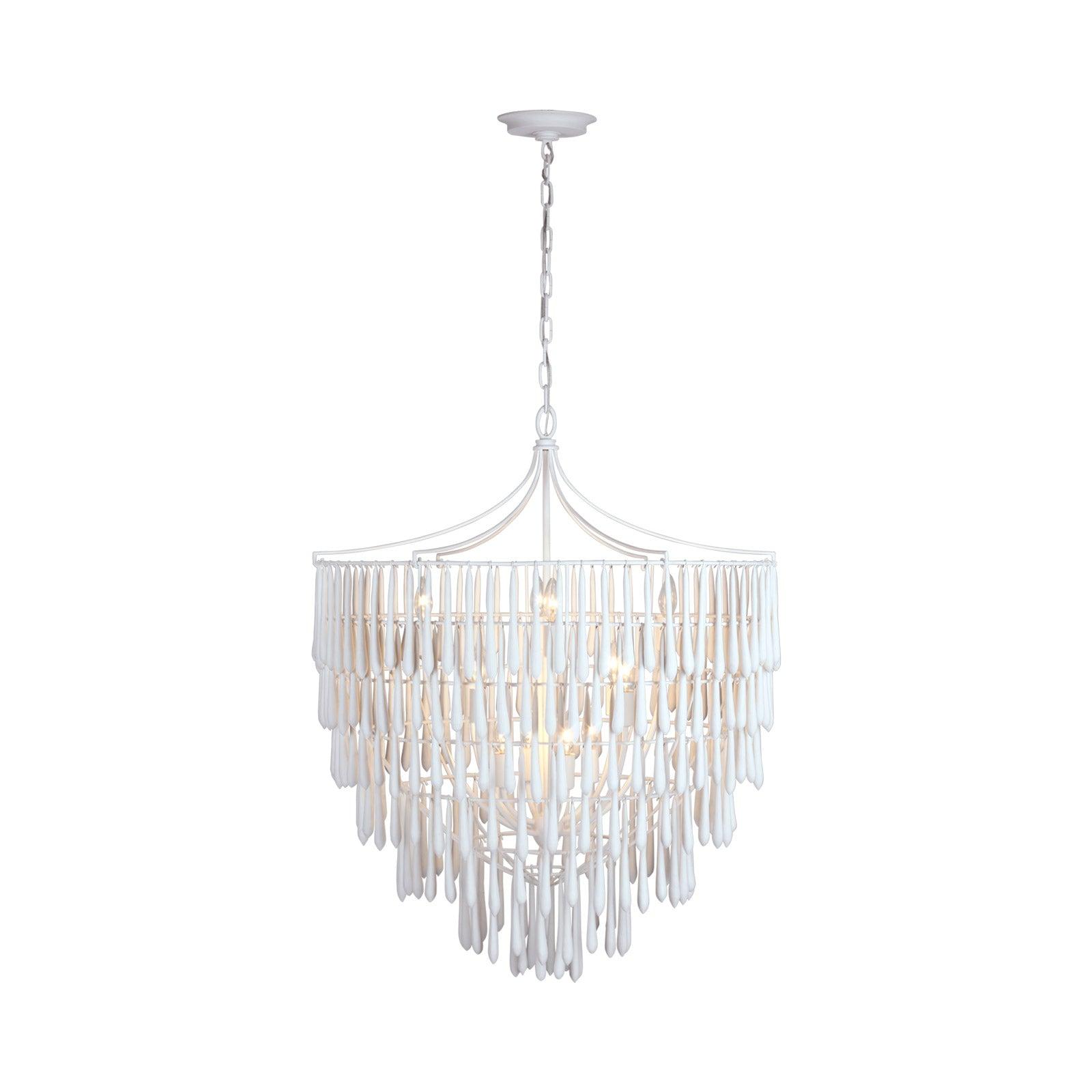 Plaster White Crystal 12-Light Chandelier