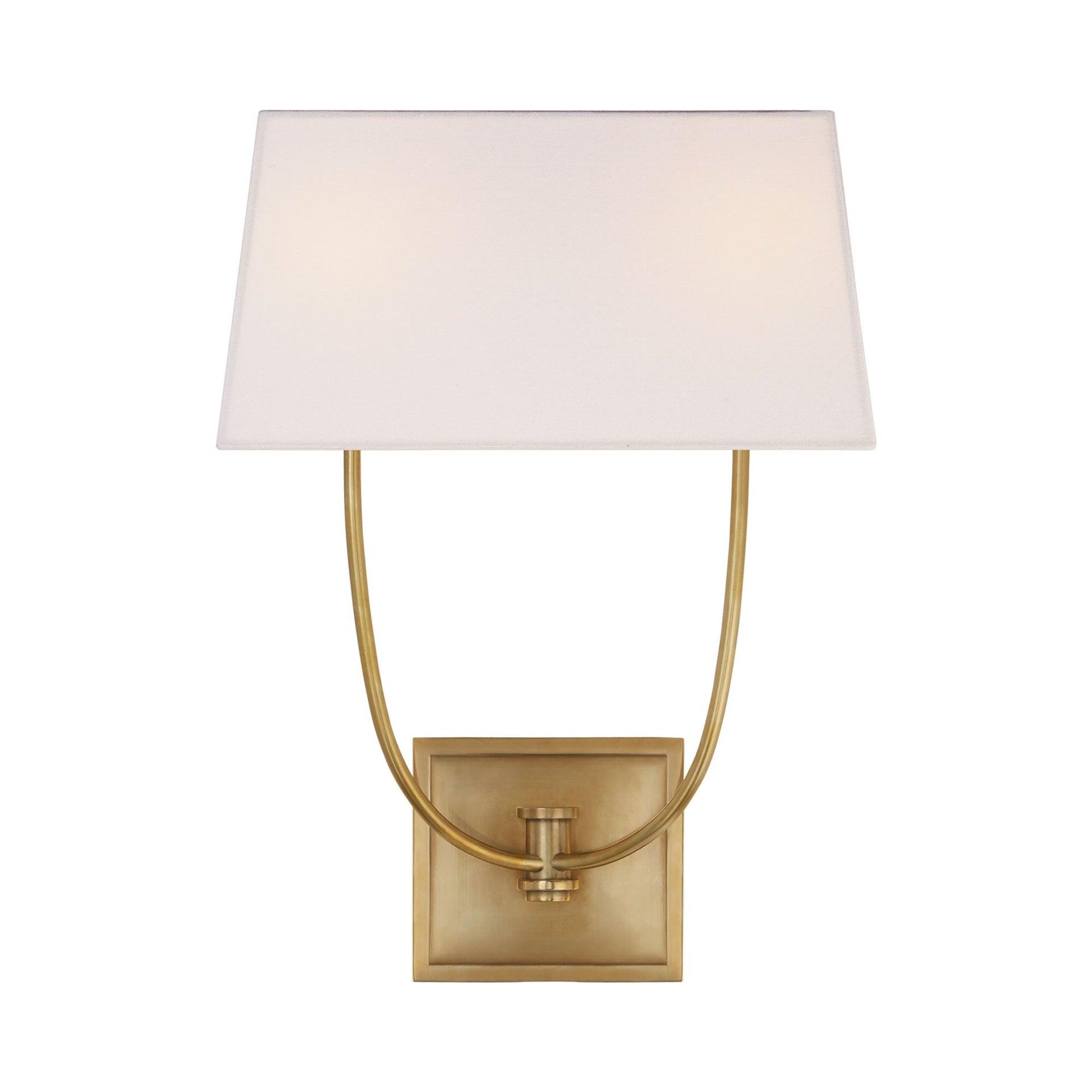 Antique Brass and Linen 18" Dimmable Sconce