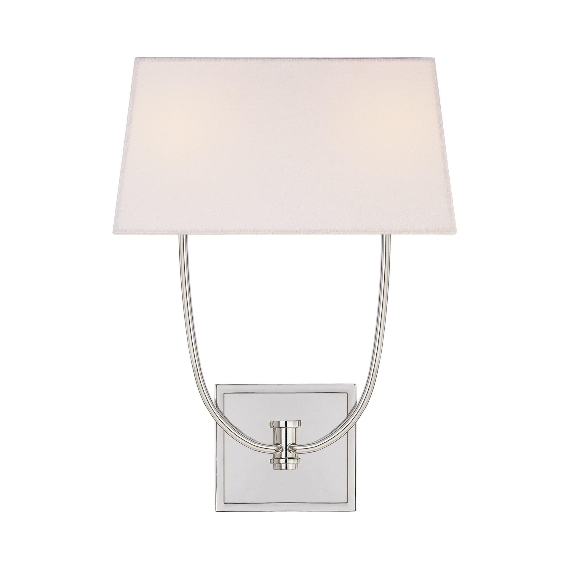Venini Symmetric 18" Nickel Double Wall Sconce with Linen Shade