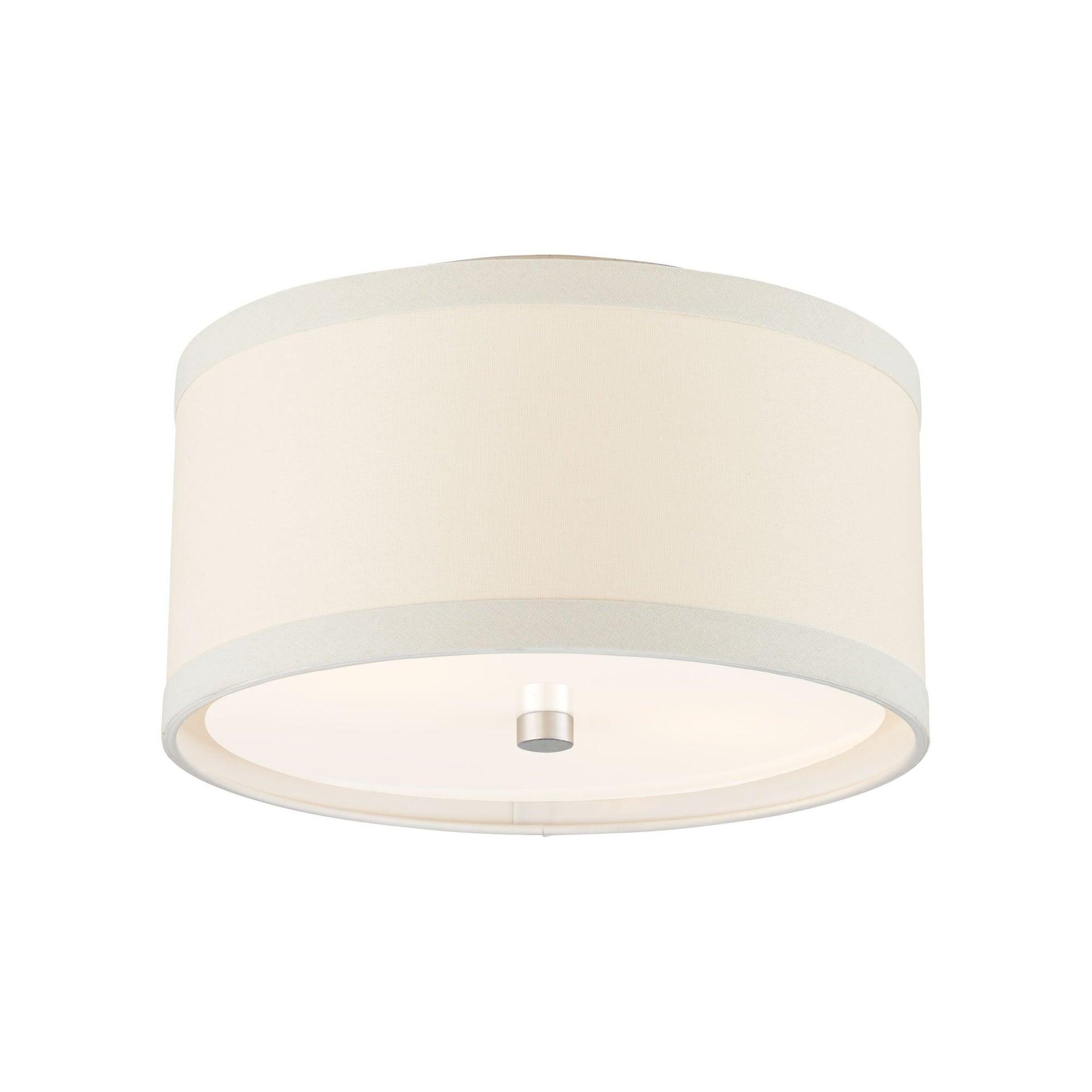 Clear Silver Crystal Drum Indoor/Outdoor Flush Mount