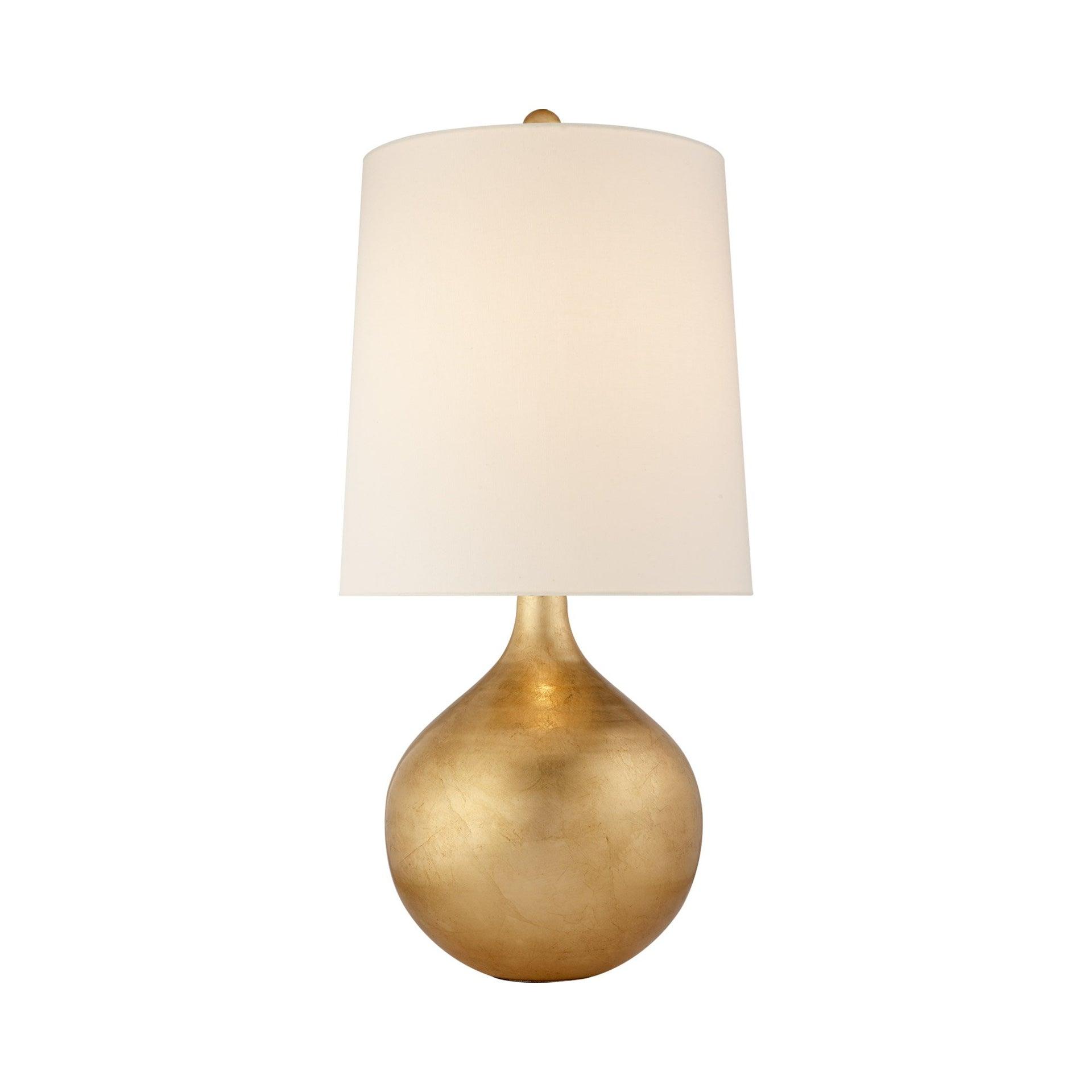 Elegant Gilded Orb Base Table Lamp with Linen Shade