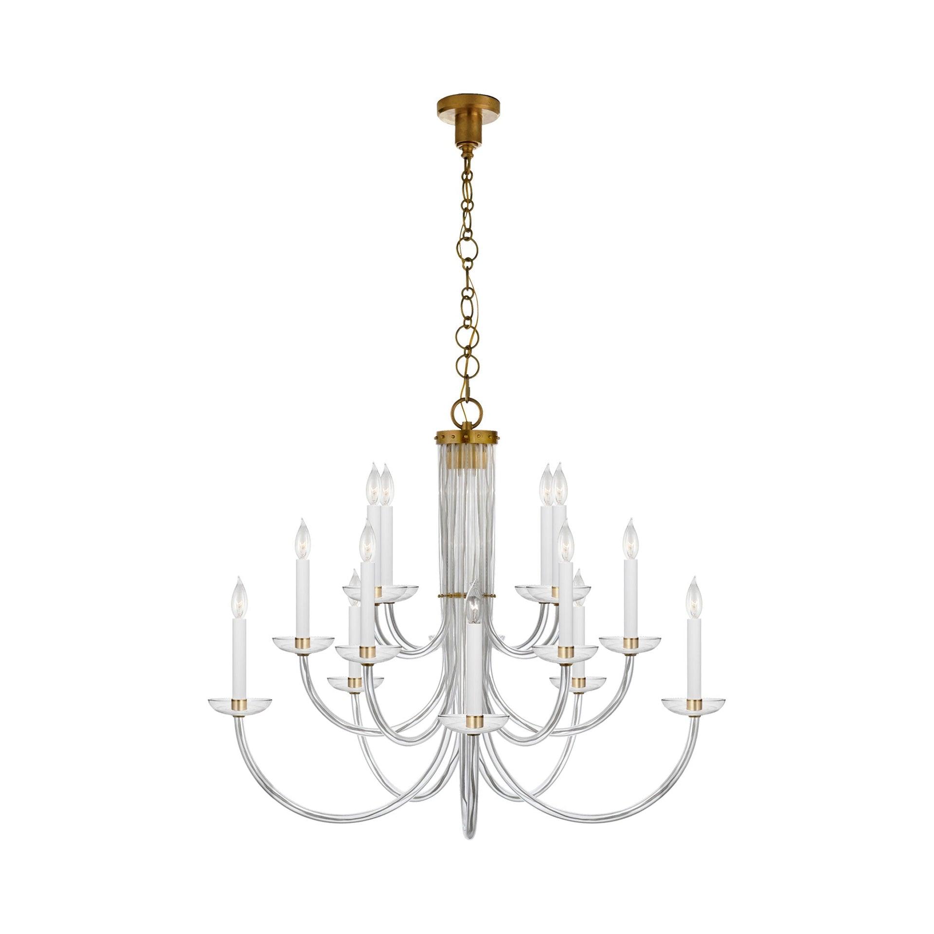 Antique Brass Crystal Candle 15-Light Chandelier