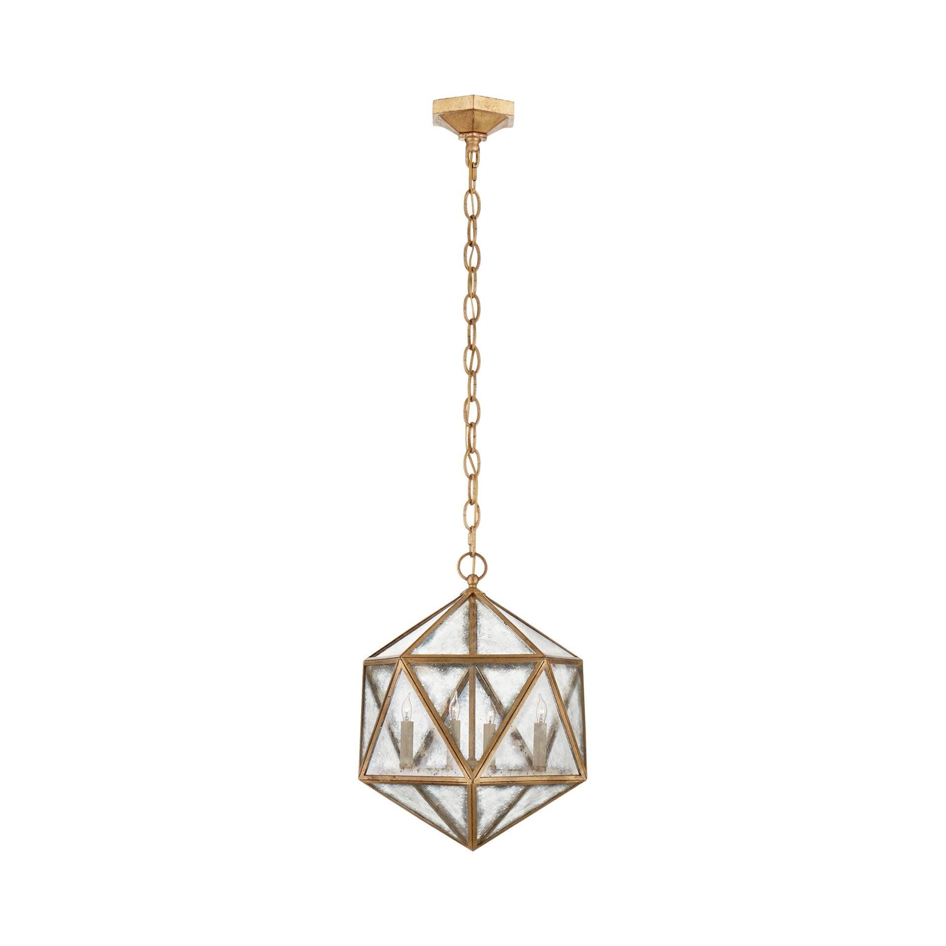 Zeno 20" Silver Geometric Island Pendant with Antique Mirror Glass