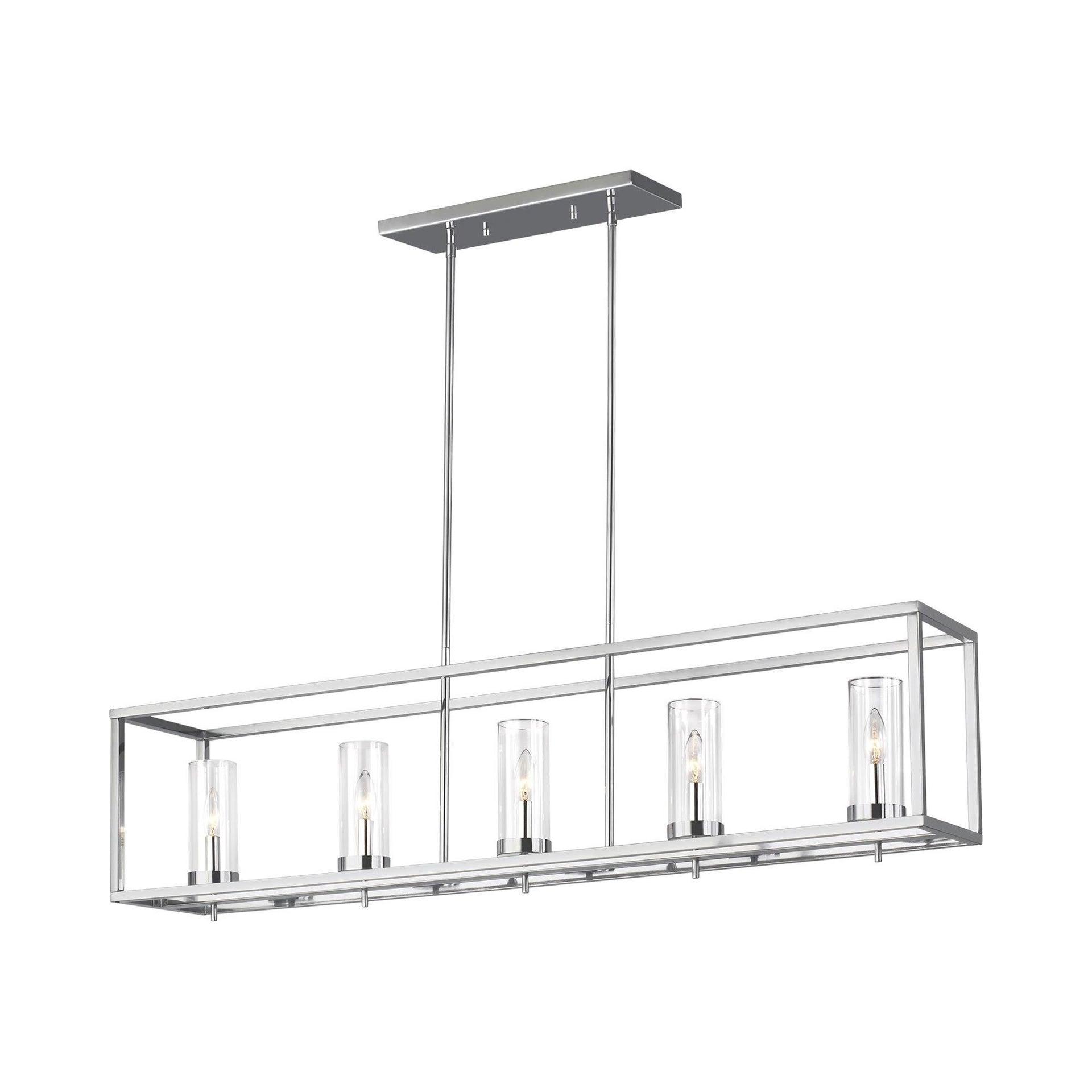 Generation Lighting Zire 5 -Light Chrome Modern/contemporary Clear glass Linear Large Hanging Kitchen island light