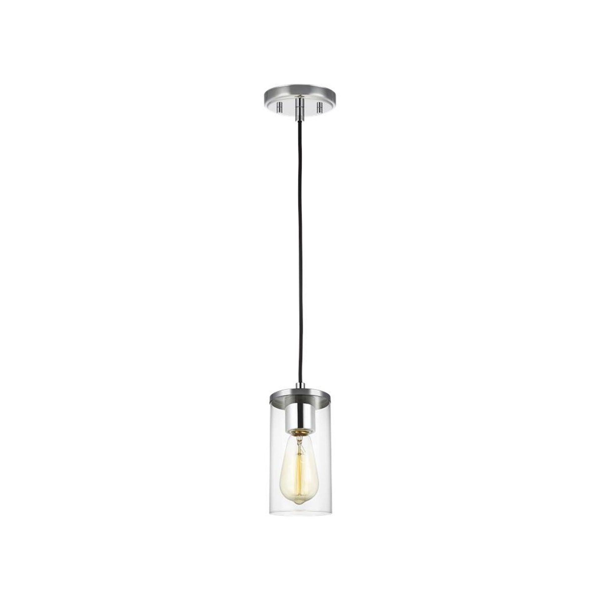 Zire Chrome Mini Pendant Light with Clear Glass Shade
