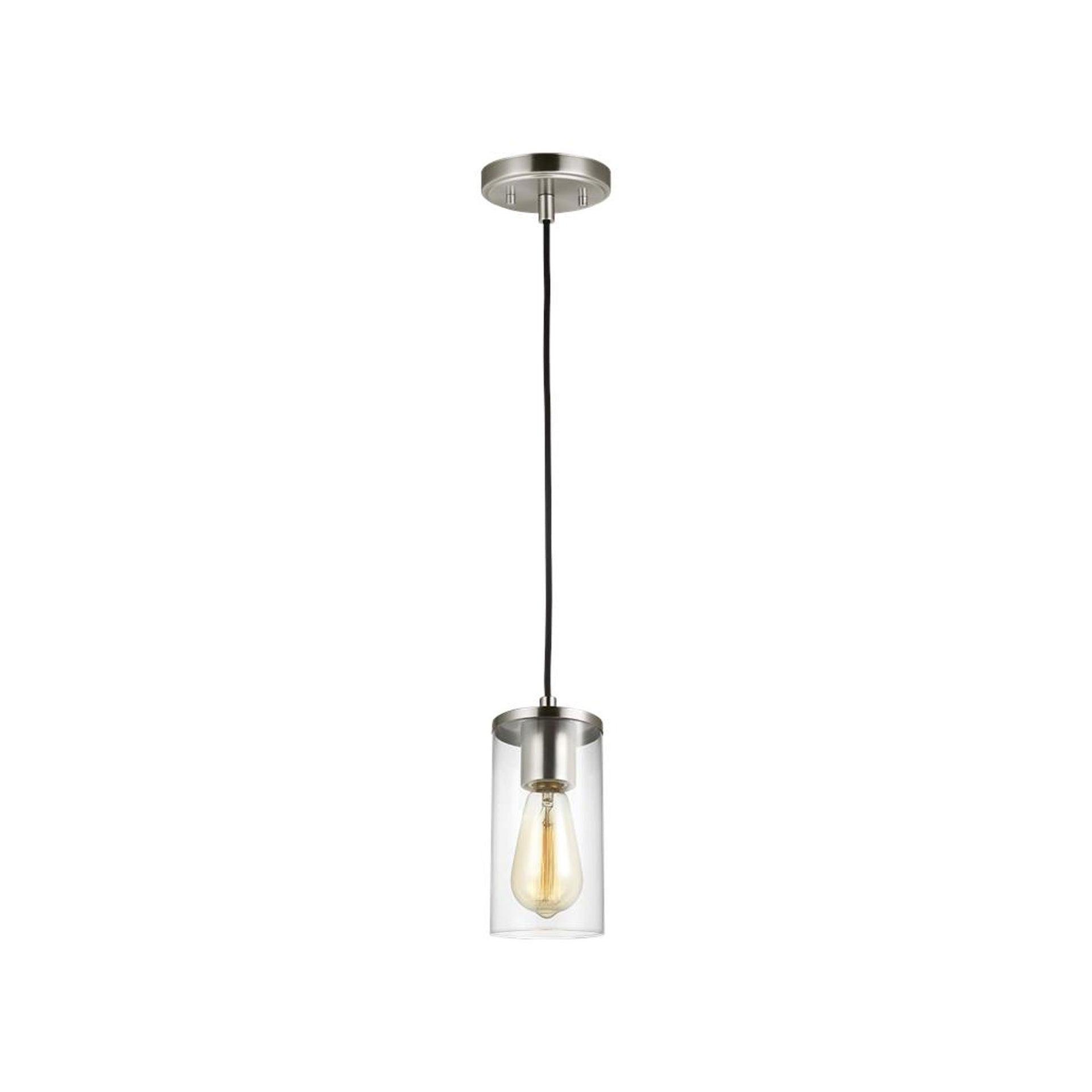 Zire Mini 4" Brushed Nickel Pendant with Clear Glass Shade
