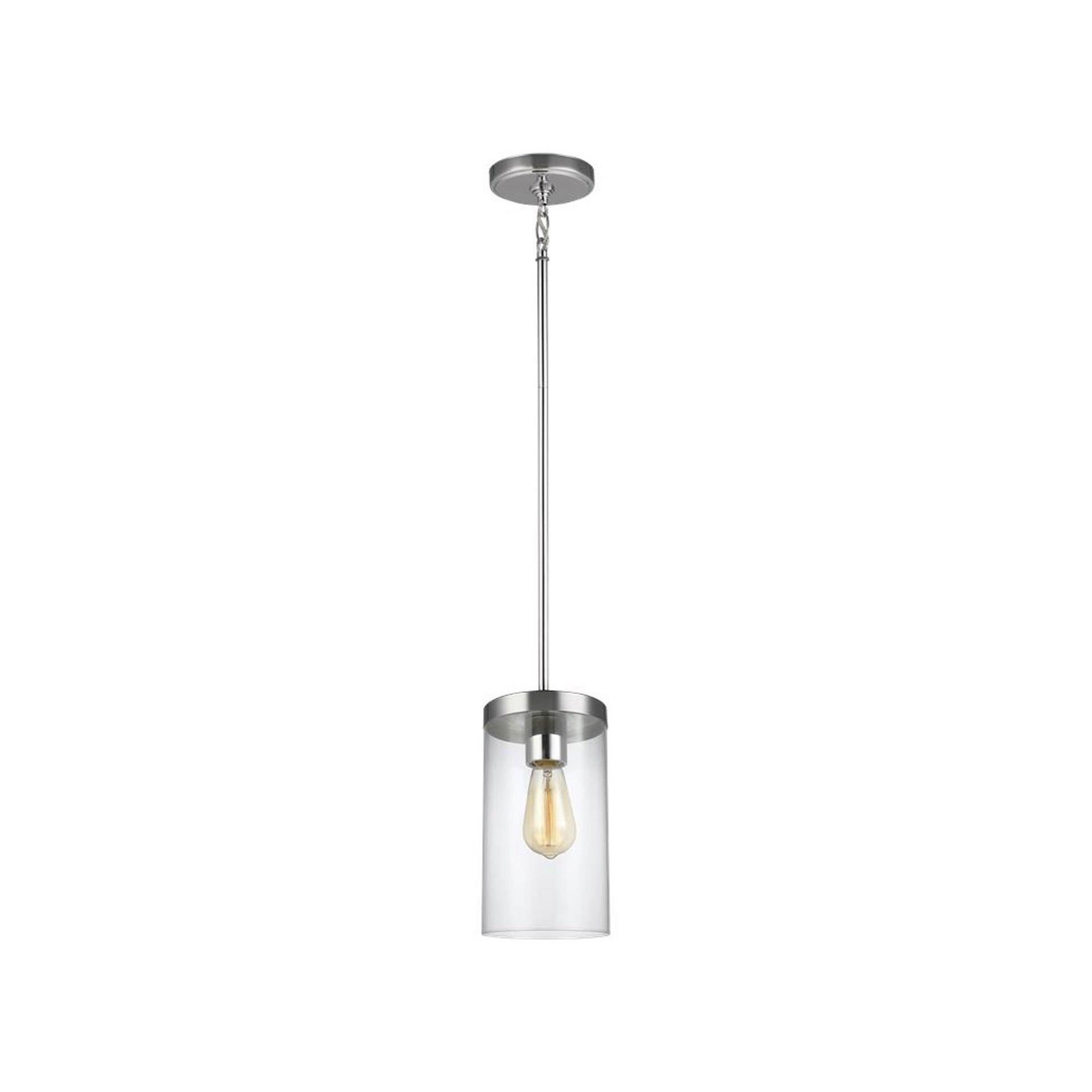 Zire Minimalist Chrome 10'' Glass Pendant Light with LED