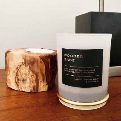 8oz Lidded Glass Jar Black Label Wooded Sage Candle - Threshold™: Soy & Coconut Wax, 30hr Burn Time