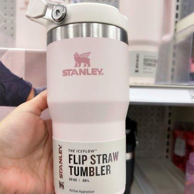 Stanley 20 oz Stainless Steel Ice Flow Flip Straw Tumbler Black 2.0: Dishwasher-Safe Drinkware for Hot & Cold Beverages