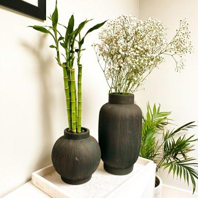 Tall Ceramic Vase Black - Threshold™: Watertight Tabletop Decor, Spot Clean, 12.5" Height