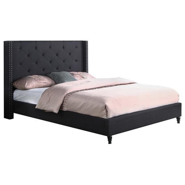 Best Master Valentina Fabric Upholstered Wingback Cal King Platform Bed in Black