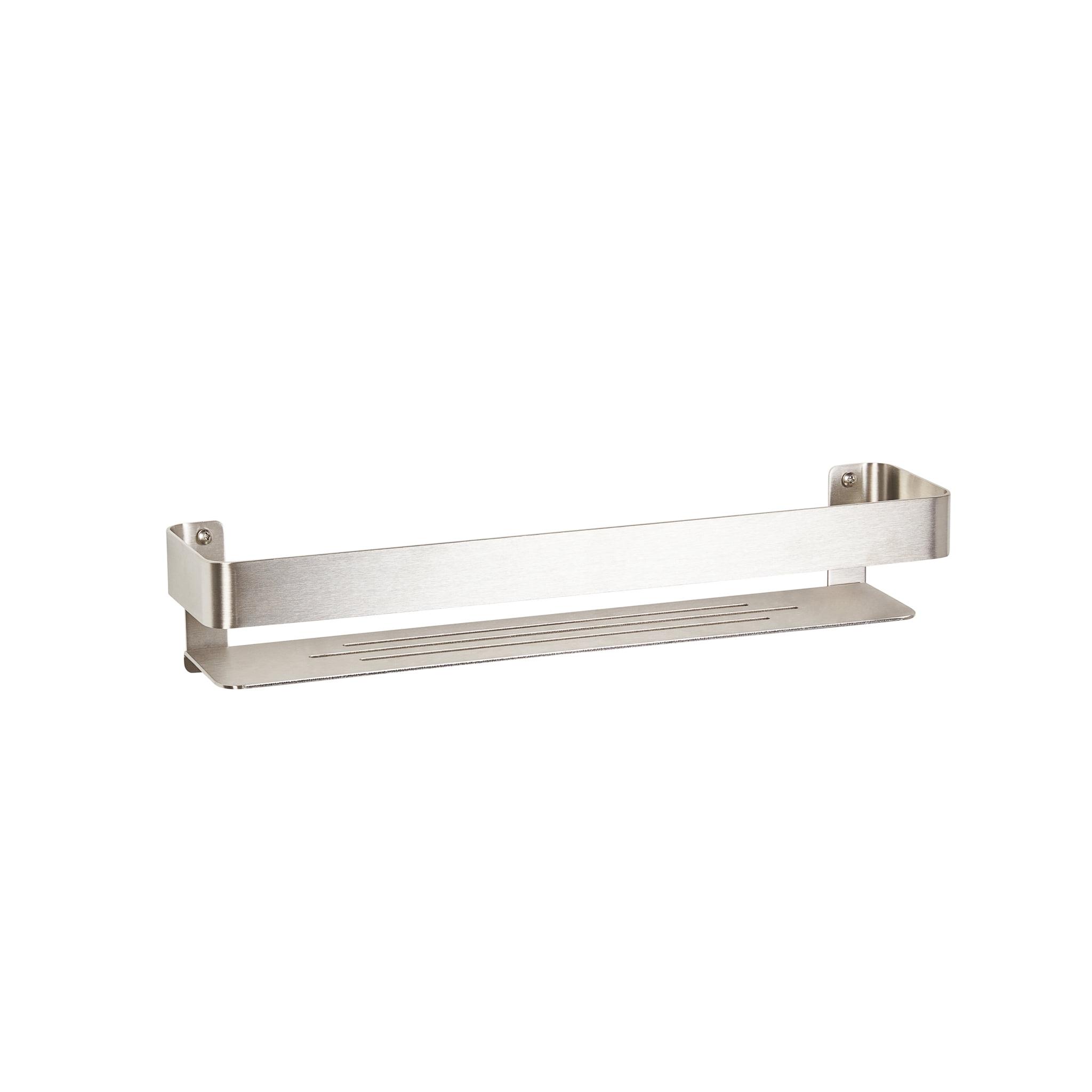 Satin Finish Stainless Steel Floating Shower Shelf with Rail