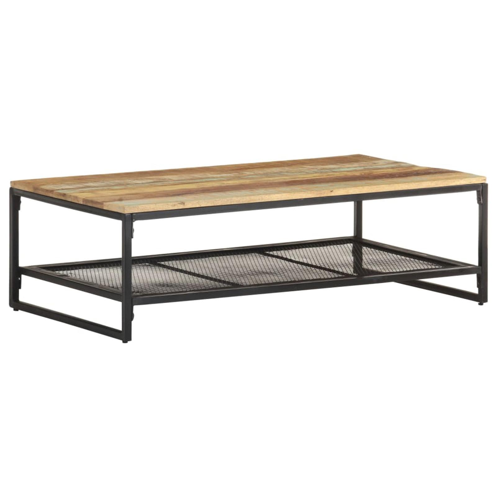 Rustic Reclaimed Wood and Iron 43" Coffee Table with Shelf