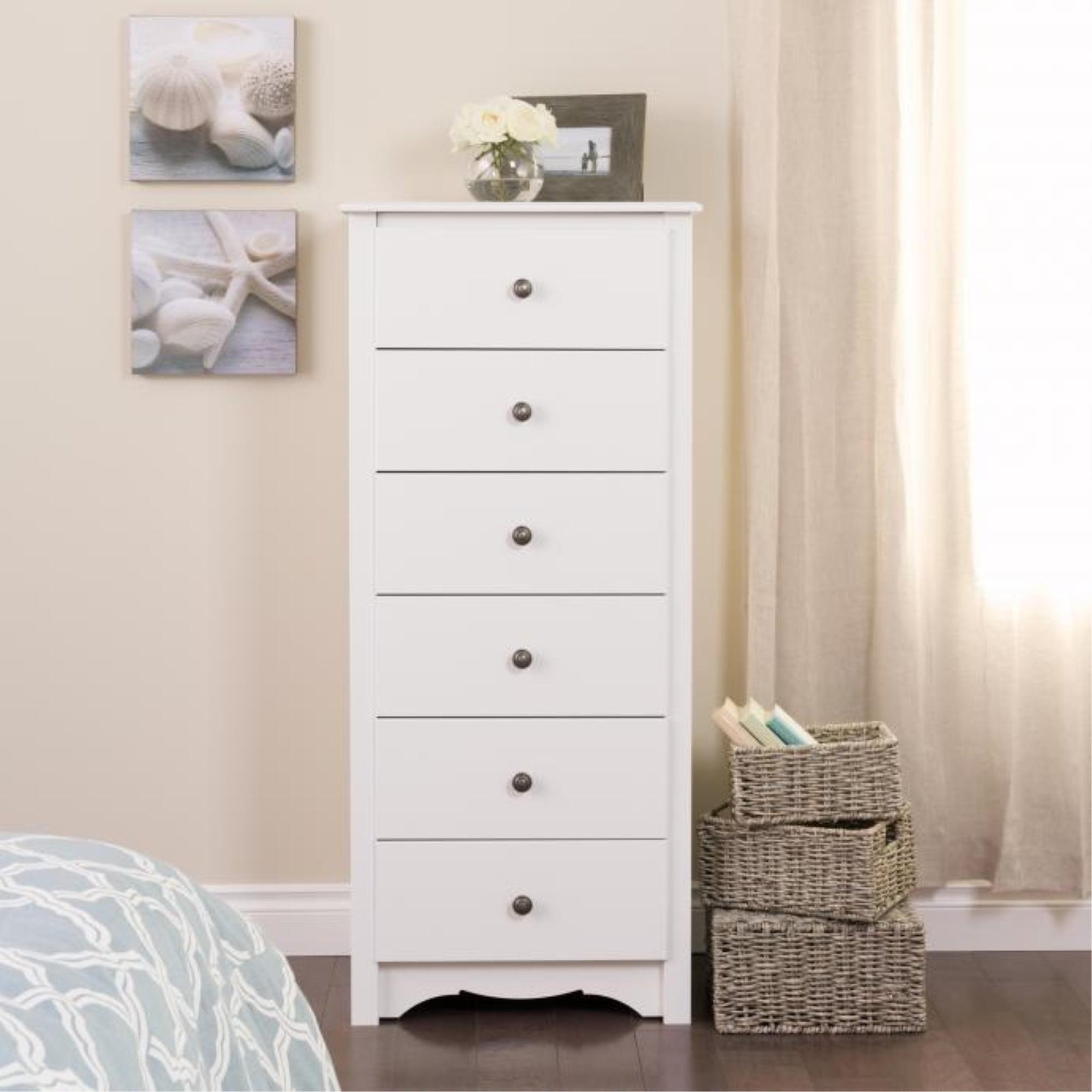 Monterey Tall 6-Drawer White Dresser with Scalloped Base