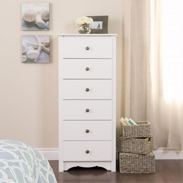 53" Monterey Vertical Dresser White - Prepac: Bedroom Storage, 6-Drawer Lingerie Chest