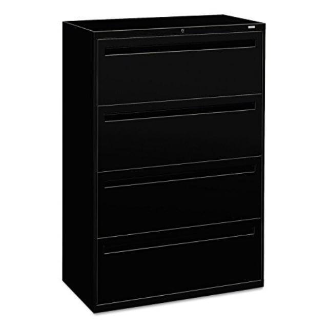 Black 4-Drawer Lockable Lateral Filing Cabinet