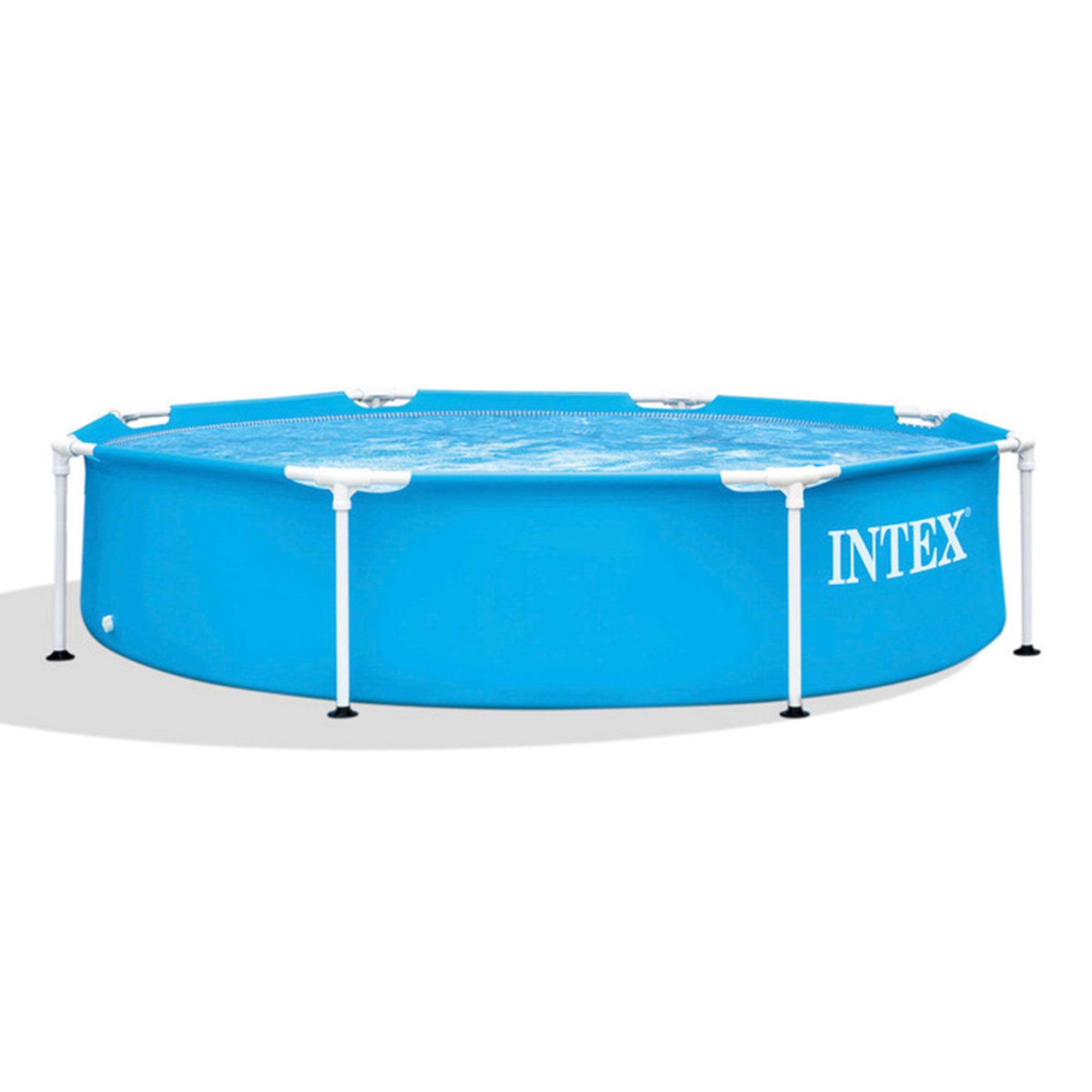 Intex Intex Round Metal Frame Outdoor Backyard Above Ground Swimming Pool