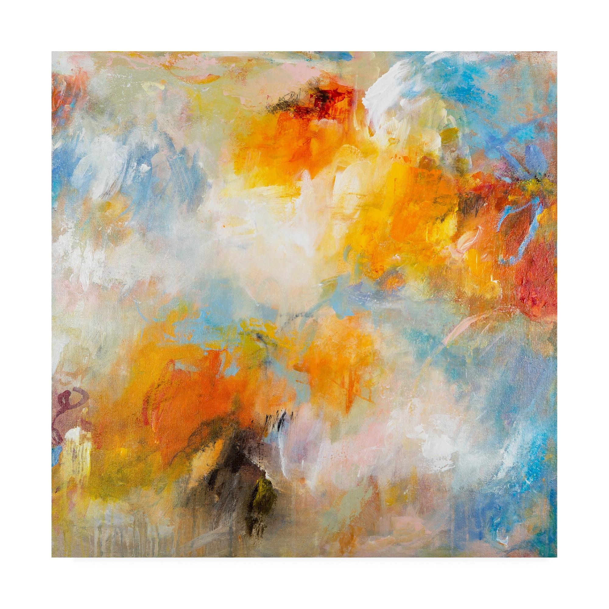 24 x 24 Framed Abstract Orange Blue Canvas Art