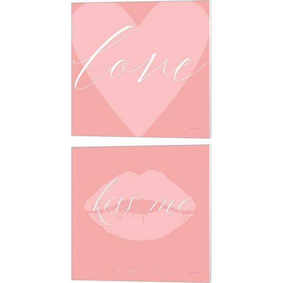 Mercer41 " Love Heart & Kiss Me " by Mercedes Lopez Charro 2 - Pieces (Set of 2)