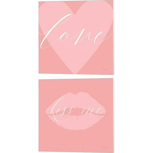 Mercer41 " Love Heart & Kiss Me " by Mercedes Lopez Charro 2 - Pieces (Set of 2)