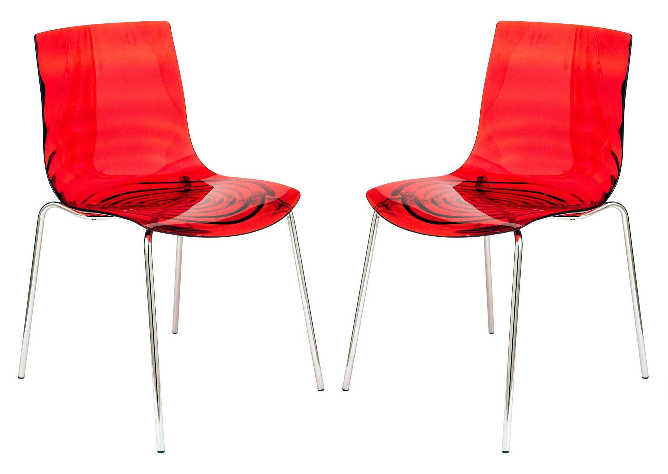 Astor Transparent Red Acrylic Dining Chair with Metal Legs