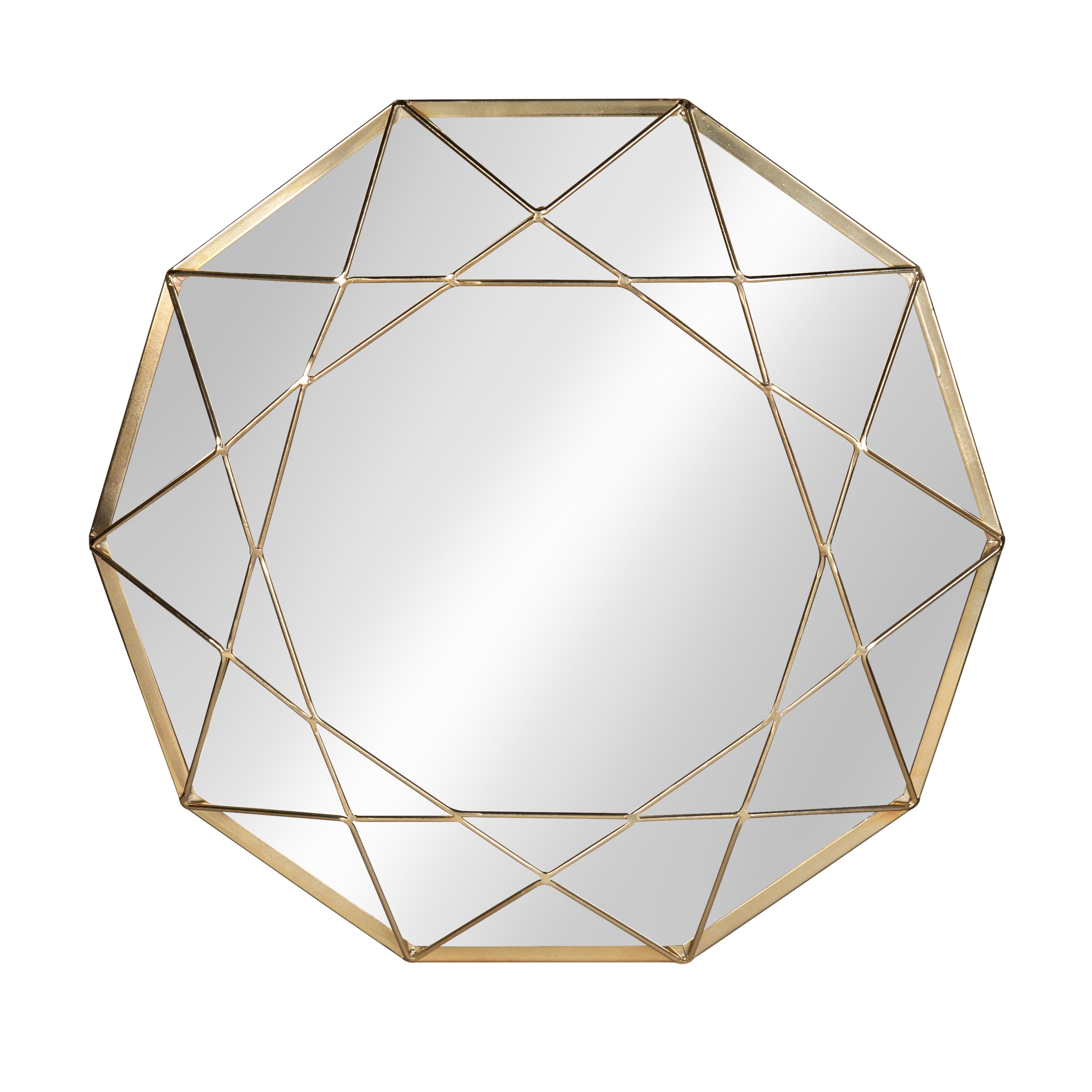 Gold Geometric Metal Round Accent Wall Mirror