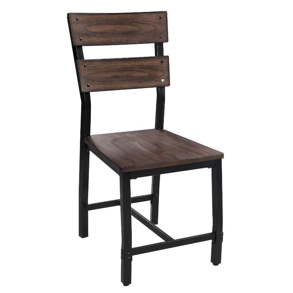 Ladderback Black Metal Upholstered Side Chair Set of 2