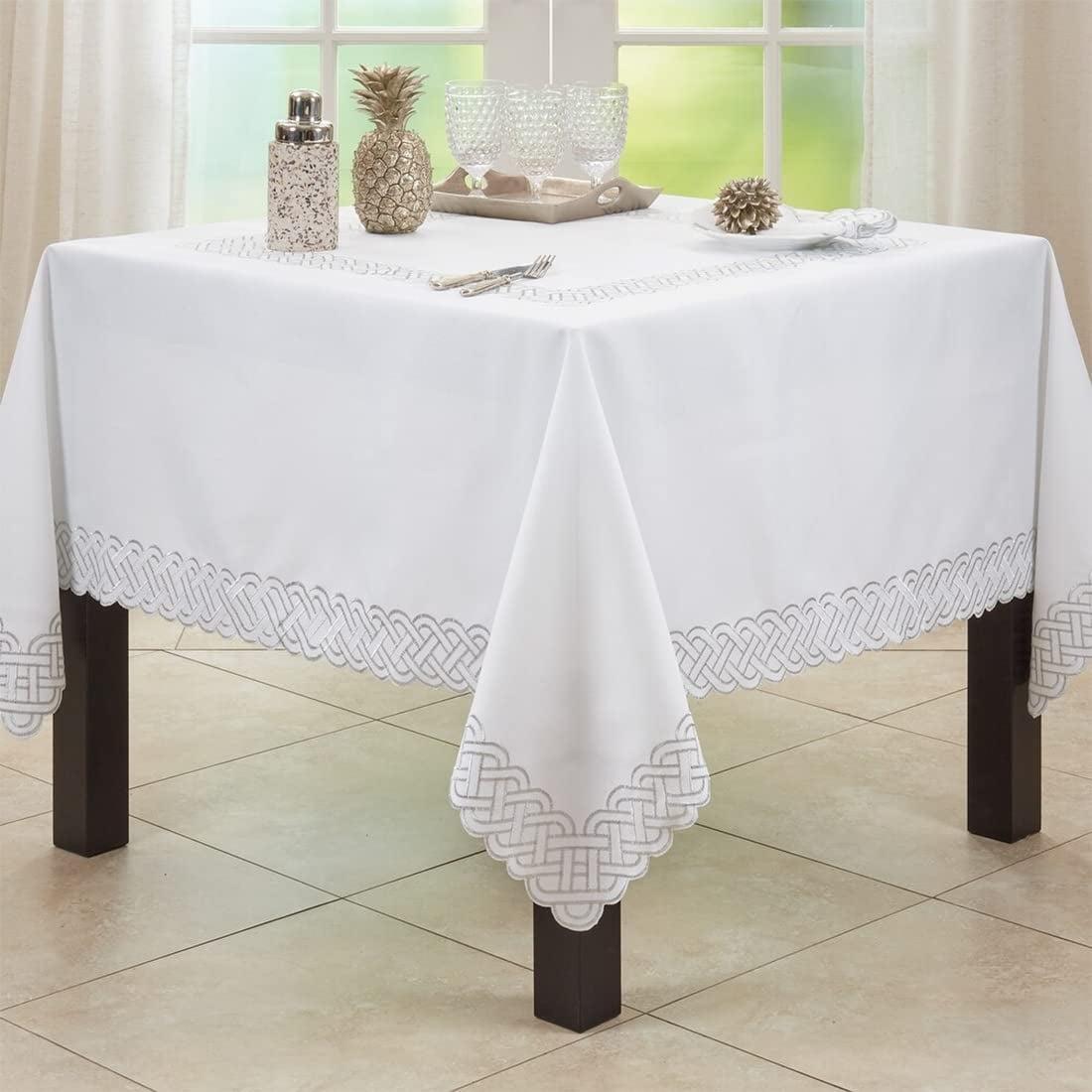 Saro Lifestyle Tablecloth with Braid Embroidered Design