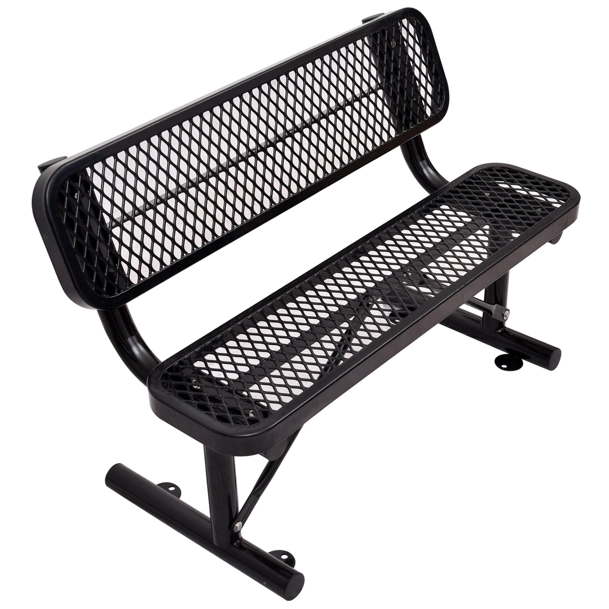 48'' Black Steel Mesh Outdoor Bench with Backrest