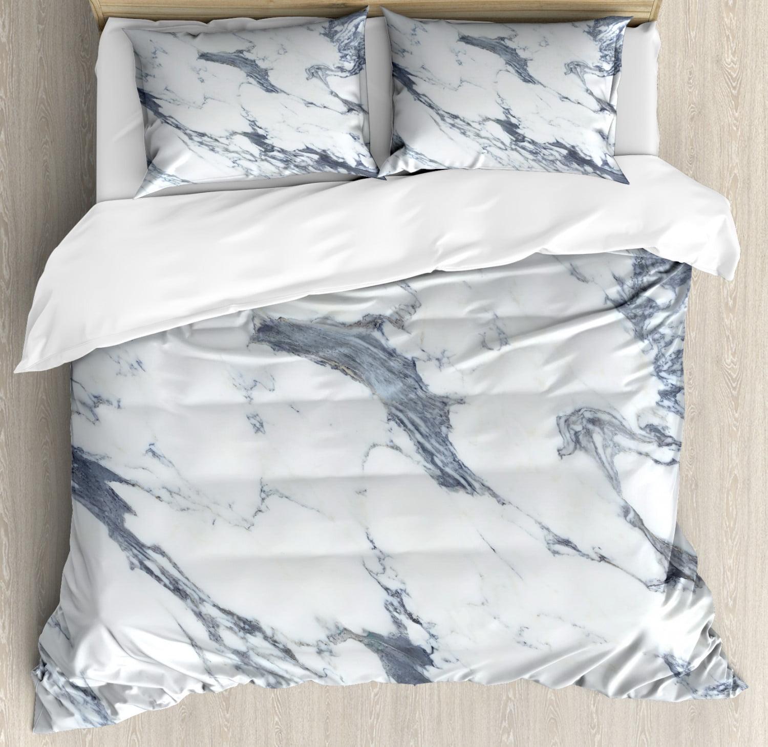 King Size Marble Print Organic Microfiber Duvet Cover Set