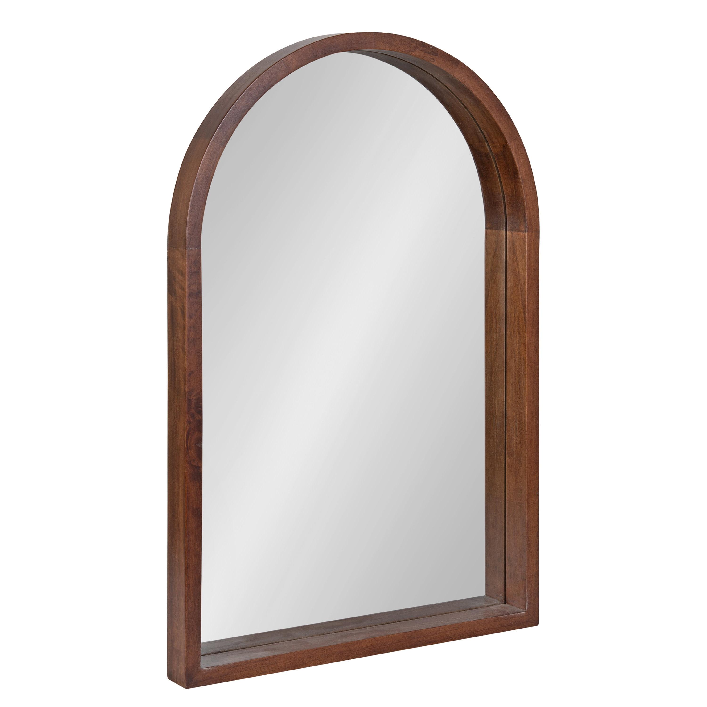 Hutton Arch Walnut Wood 20x30 Farmhouse Vanity Mirror