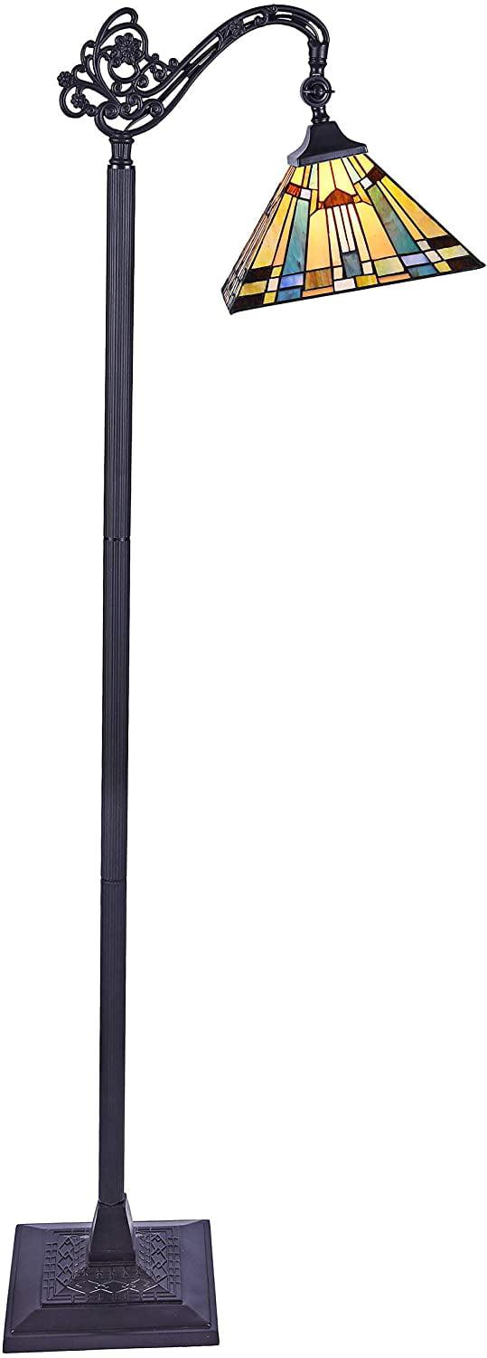 Bronze Tiffany-Style 62'' Stained Glass Reading Floor Lamp