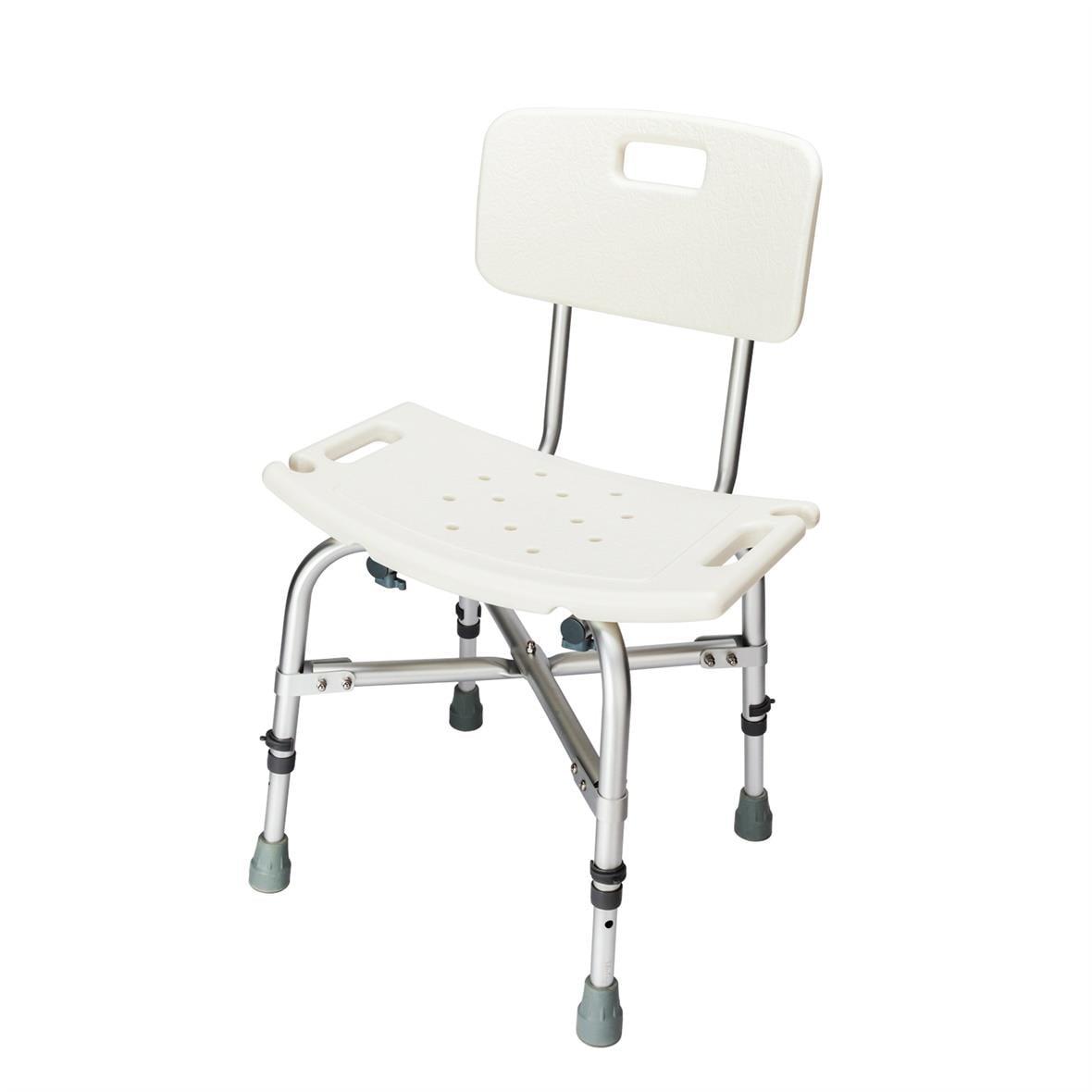 Adjustable White Plastic Bath Shower Chair with Backrest