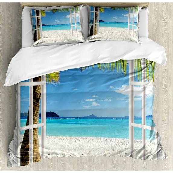 Ambesonne Coastal Floral Duvet Cover Set
