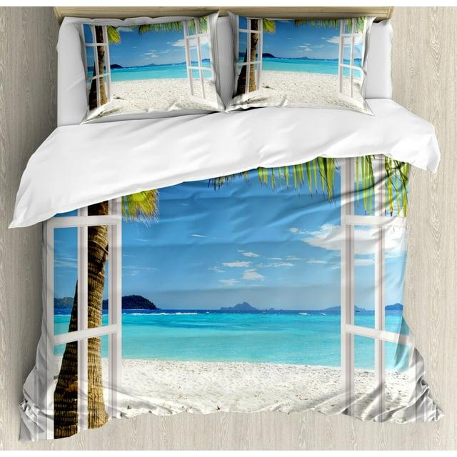 Ambesonne Coastal Floral Duvet Cover Set