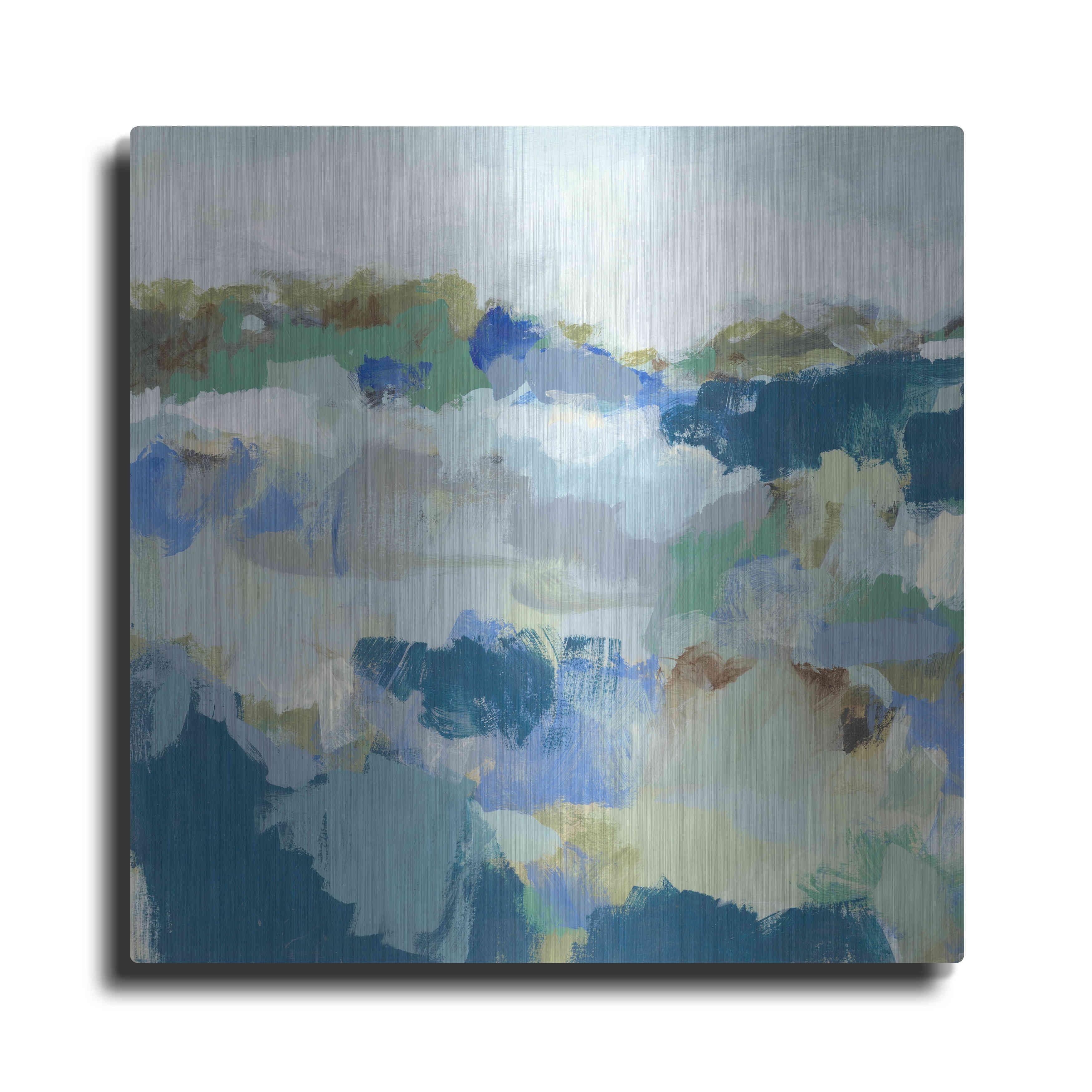 24" x 24" Blue and Green Abstract Metal Wall Art